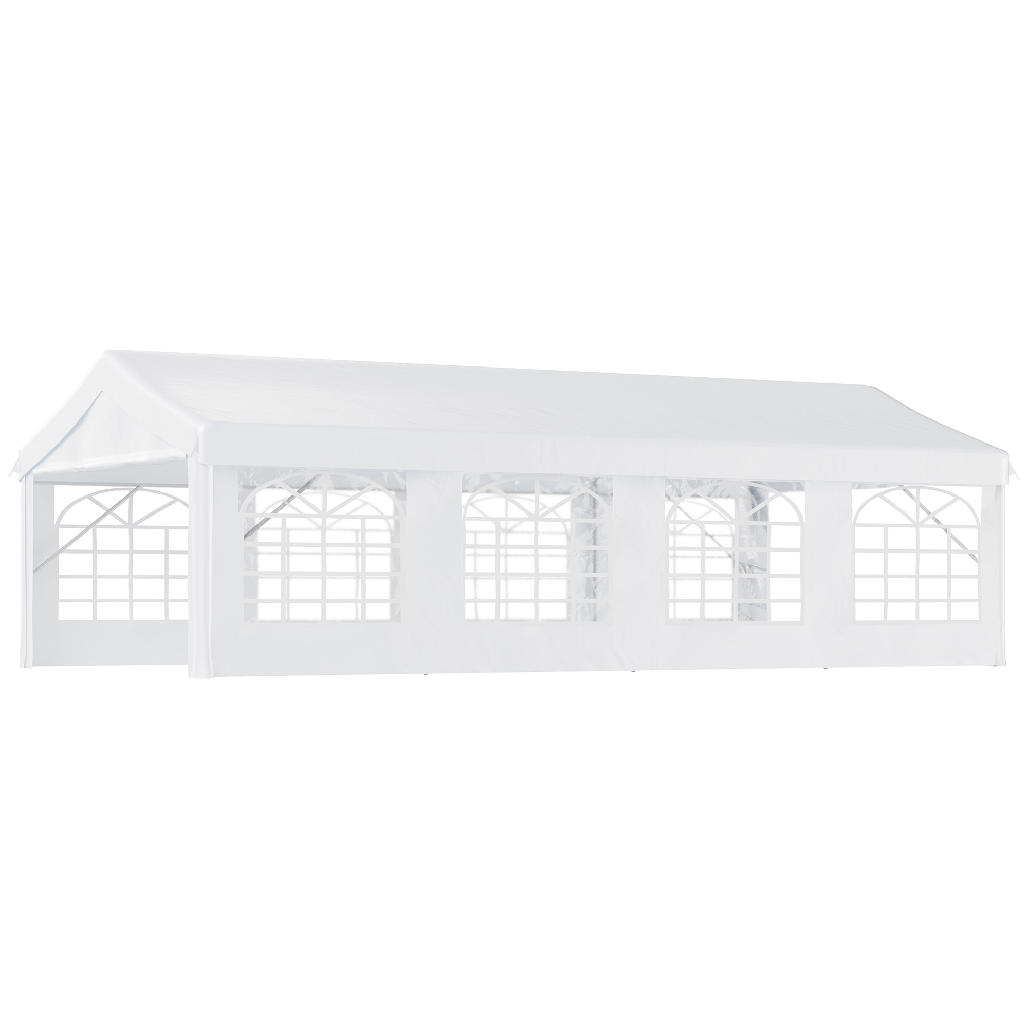 Image of Outsunny Gazebo da esterno tenda tendone per feste matrimonio telaio in acciaio,impermeabile, bianco 8x4m006