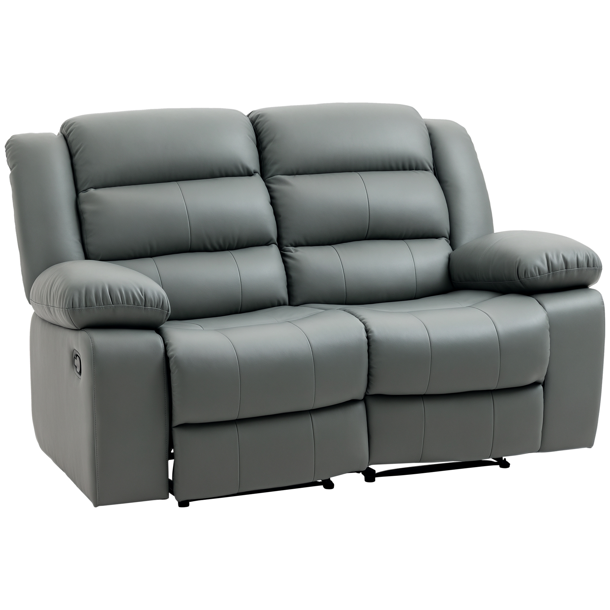HOMCOM Divano 2 Posti Reclinabile e Imbottito con Schienale Diviso e Poggiapiedi, 168x98x102 cm, Grigio