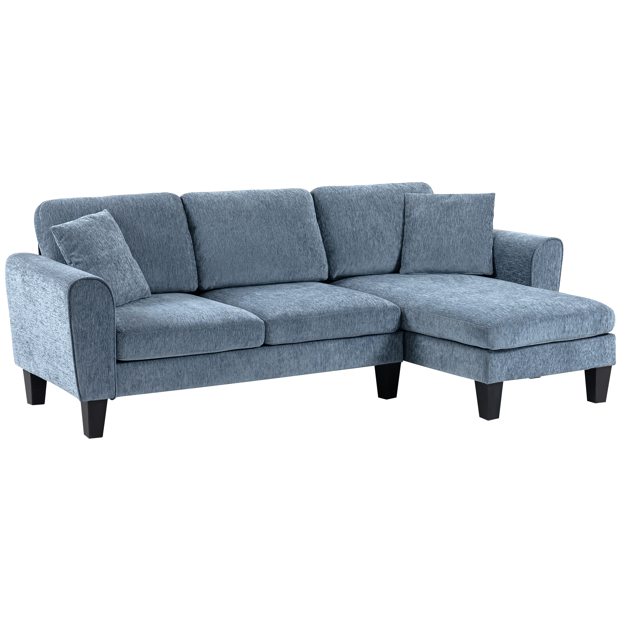 HOMCOM Sofá Rinconera Chaise Lounge Reversible Forma de L con 2 Cojines Carga 200 kg 230x138x87 cm Azul Oscuro Espacioso | Aosom España