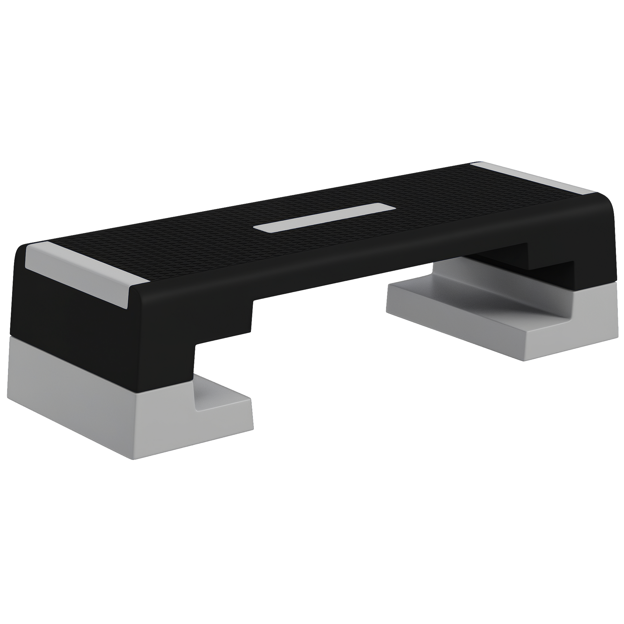 SPORTNOW Stepper ad Altezza Regolabile con Gradini Rimovibili e Fondo Antiscivolo, in ABS, 97x36x15/20/25 cm, Grigio Aosom