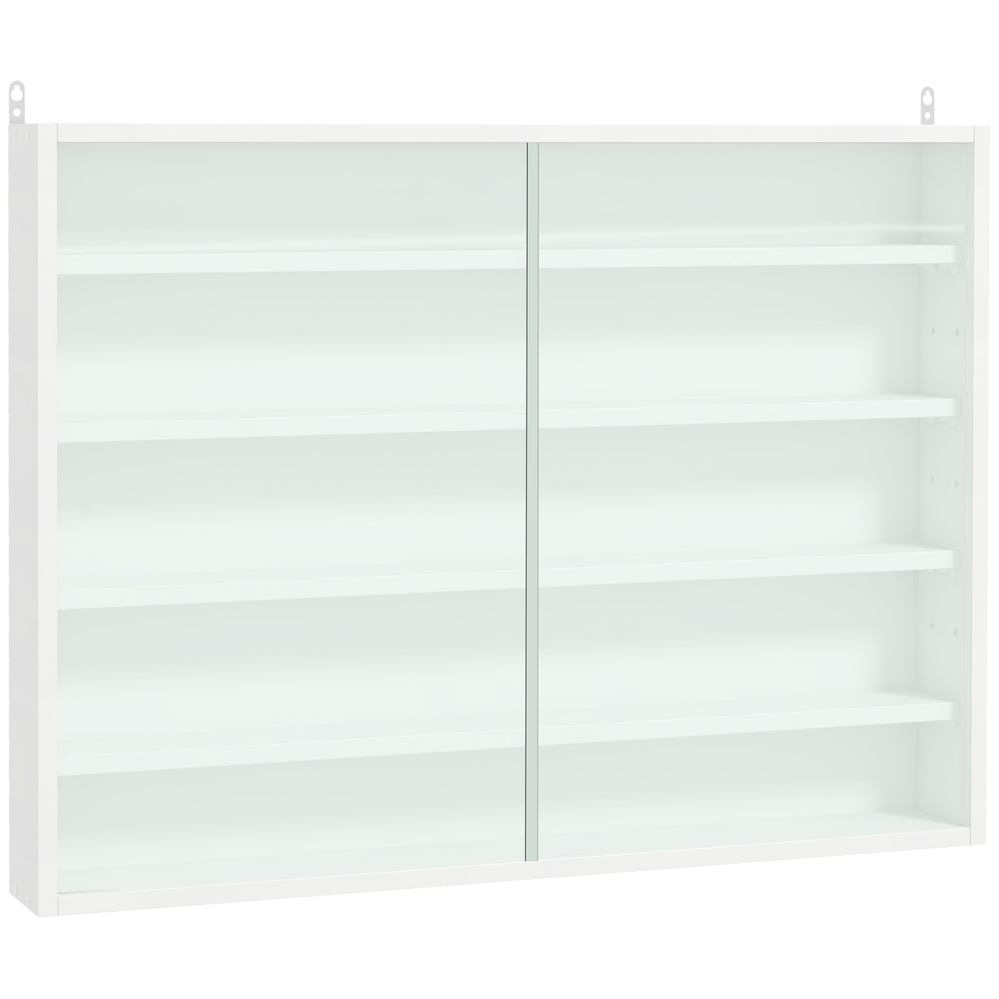 Image of HOMCOM Vetrinetta Moderna per Collezionismo 5 Ripiani, Bacheca Portaoggetti con Mensole Regolabili, 80x9.5x60cm, Bianco Aosom006