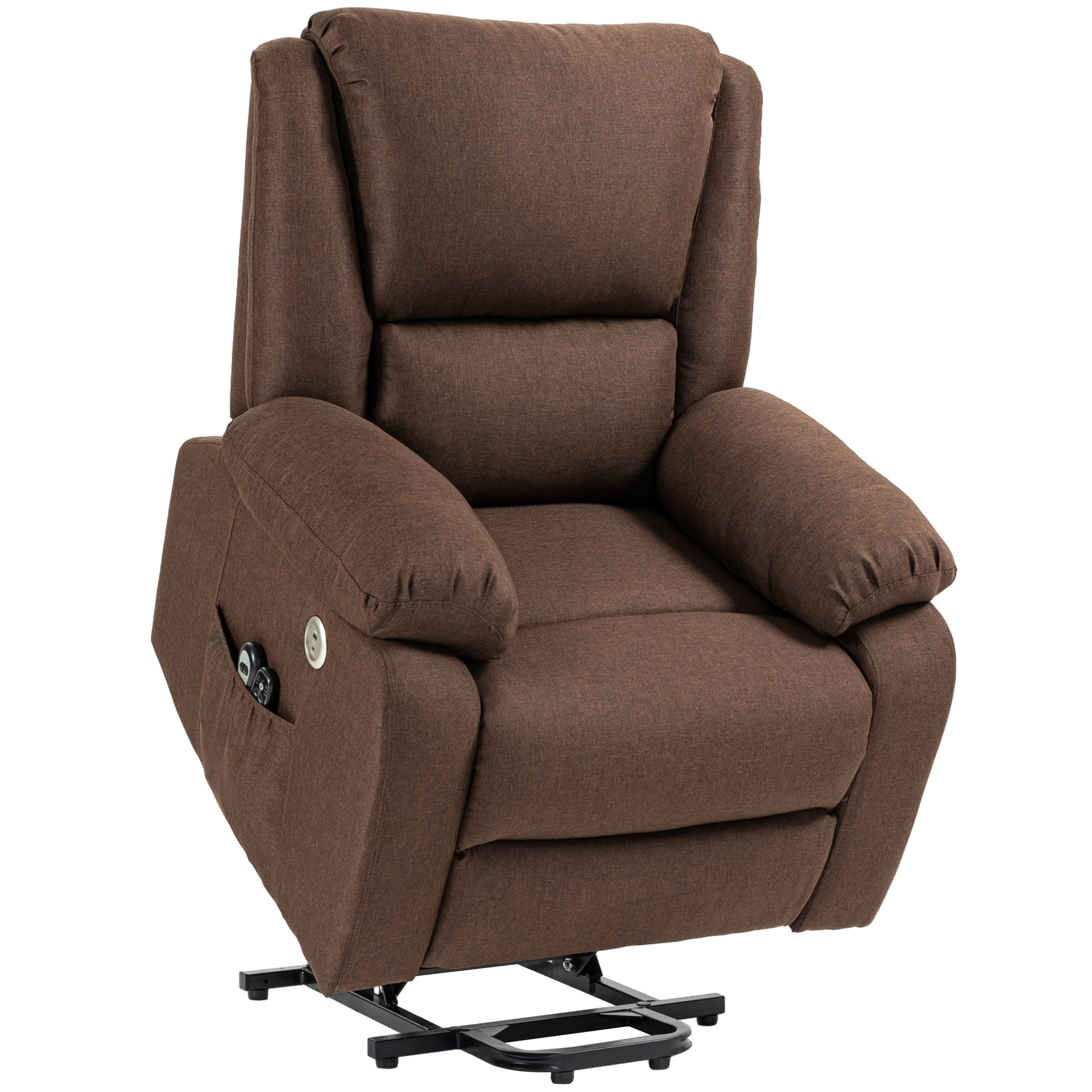 HOMCOM Scaun Electric Rabatabil cu 8 Puncte de Masaj și Suport pentru Picioare, Fotoliu Modern din Țesătură, 87x92x105 cm, Cafea | Aosom Romania