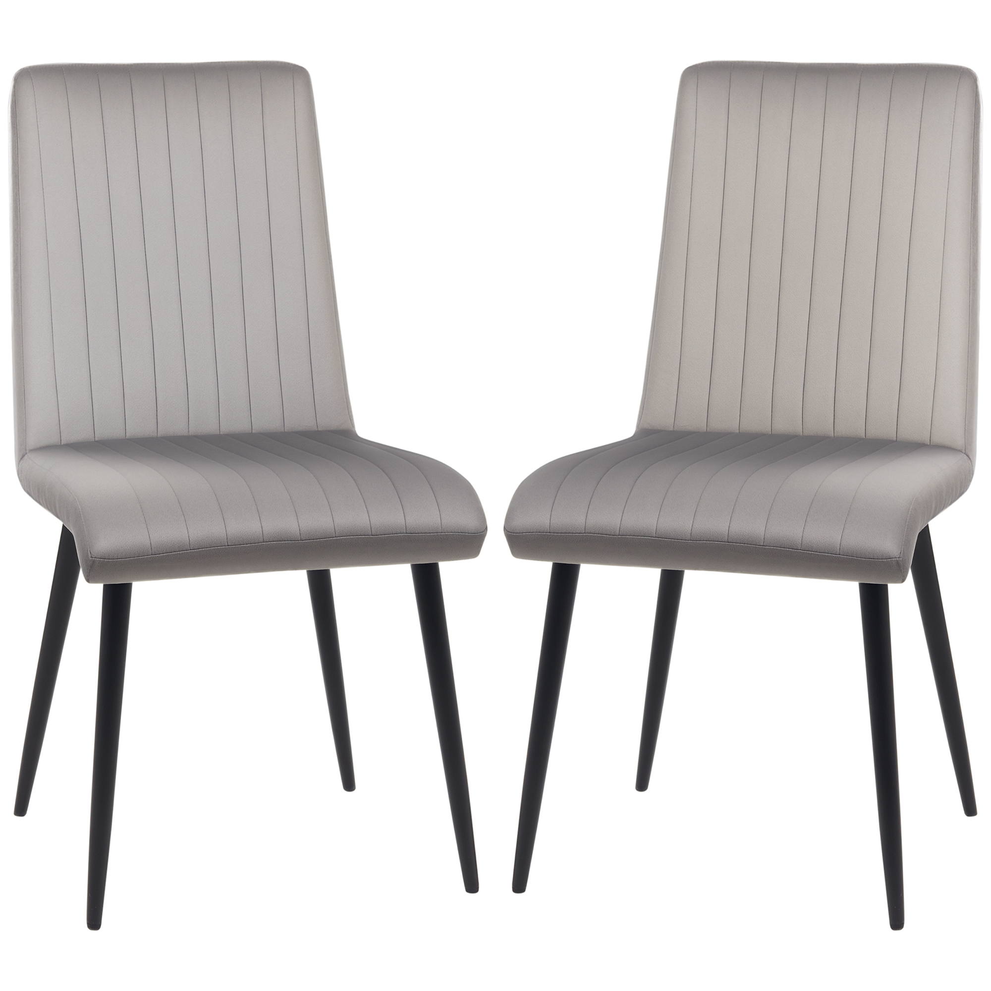 Image of HOMCOM Set 2 Sedie da Pranzo Imbottite Senza Braccioli Salvaspazio con Gambe in Acciaio, Sedie da Cucina, 43x58x90 cm, Grigio e Nero Aosom Italy006