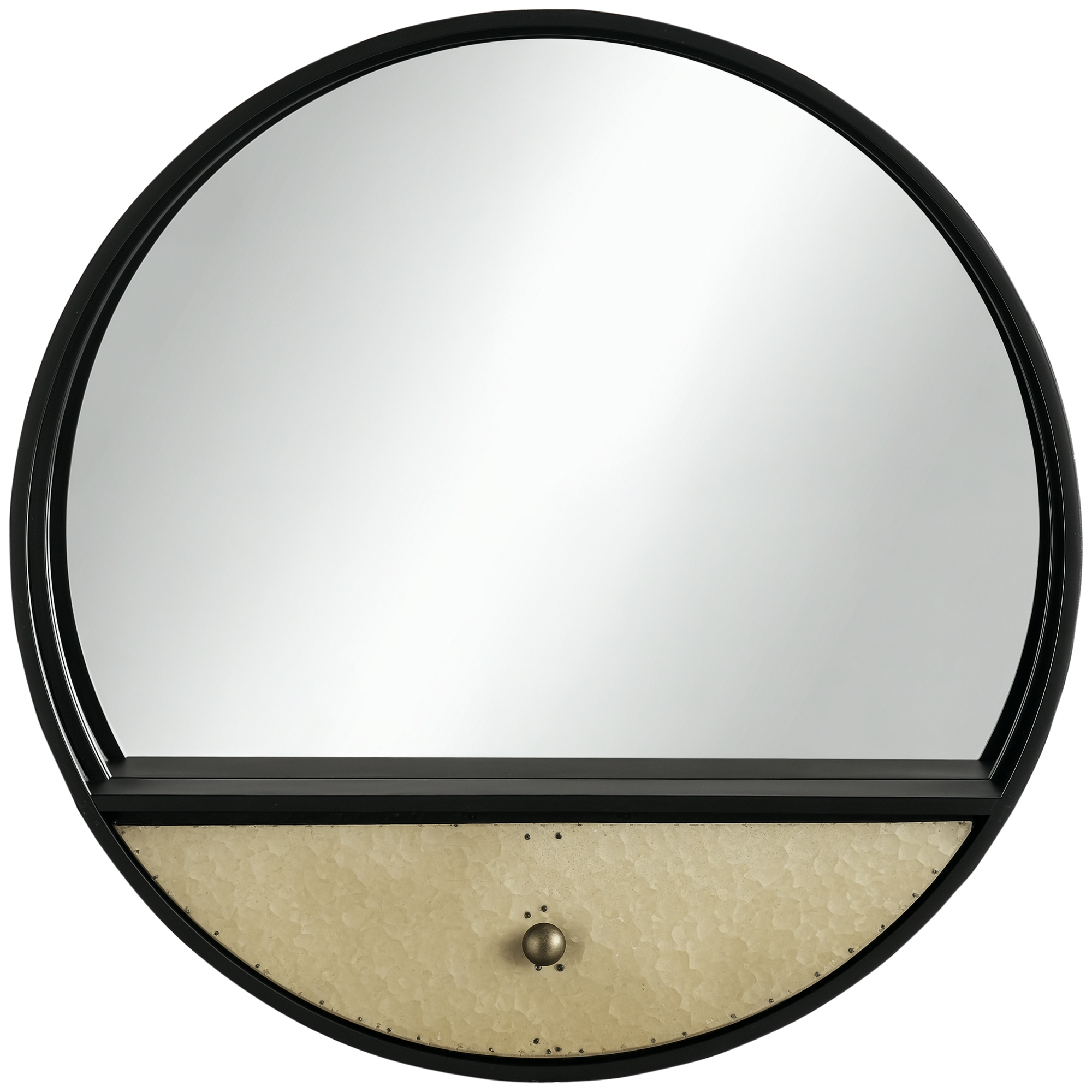 Specchio da parete rotondo moderno con cornice in rattan ø 60 cm nero Babai