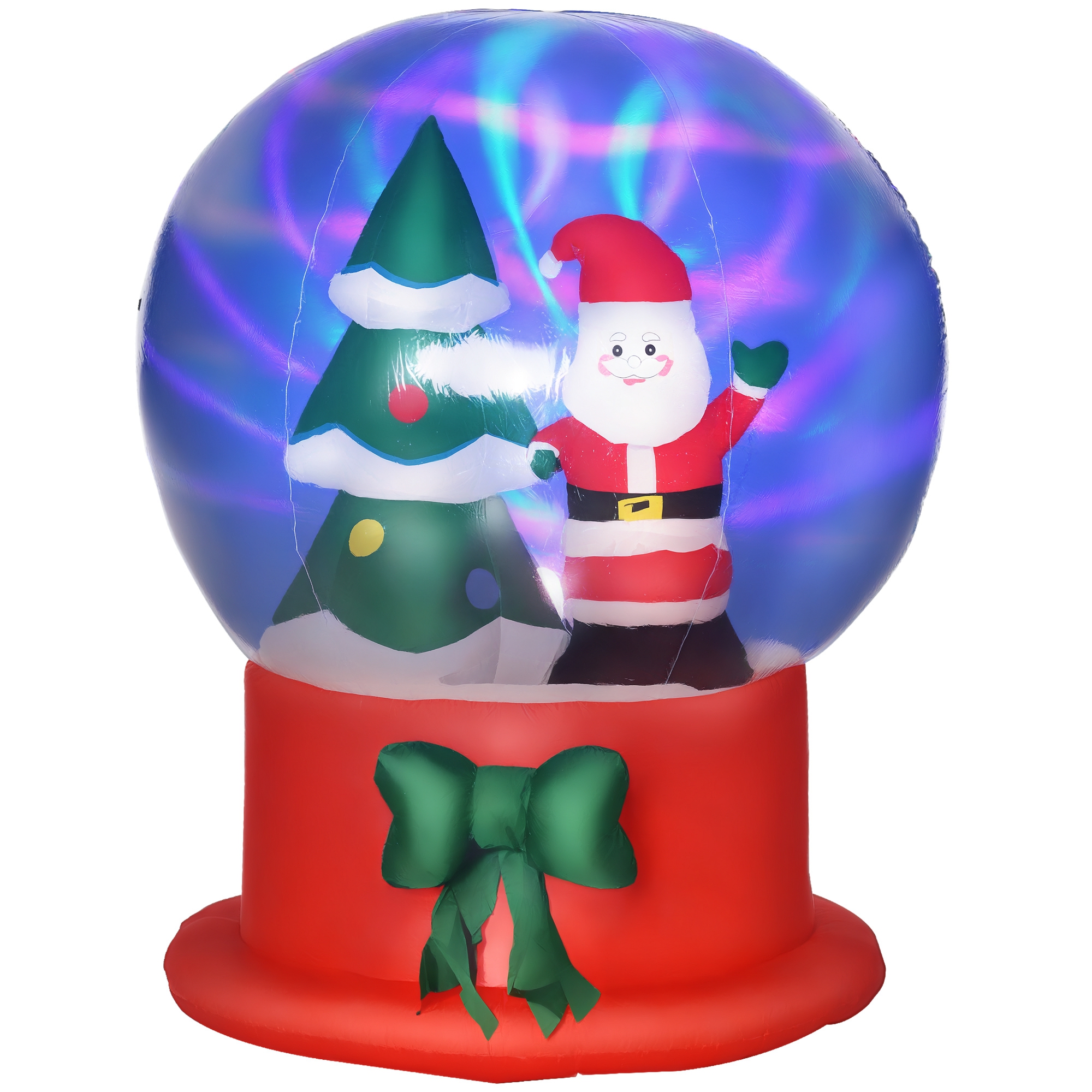 Outsunny 150 cm Aufblasbare Weihnachtsdeko Weihnachtsmann & Weihnachtsbaum in Kristallkugel, wasserdicht mit LED Licht & Gebläse IP44   Aosom.de