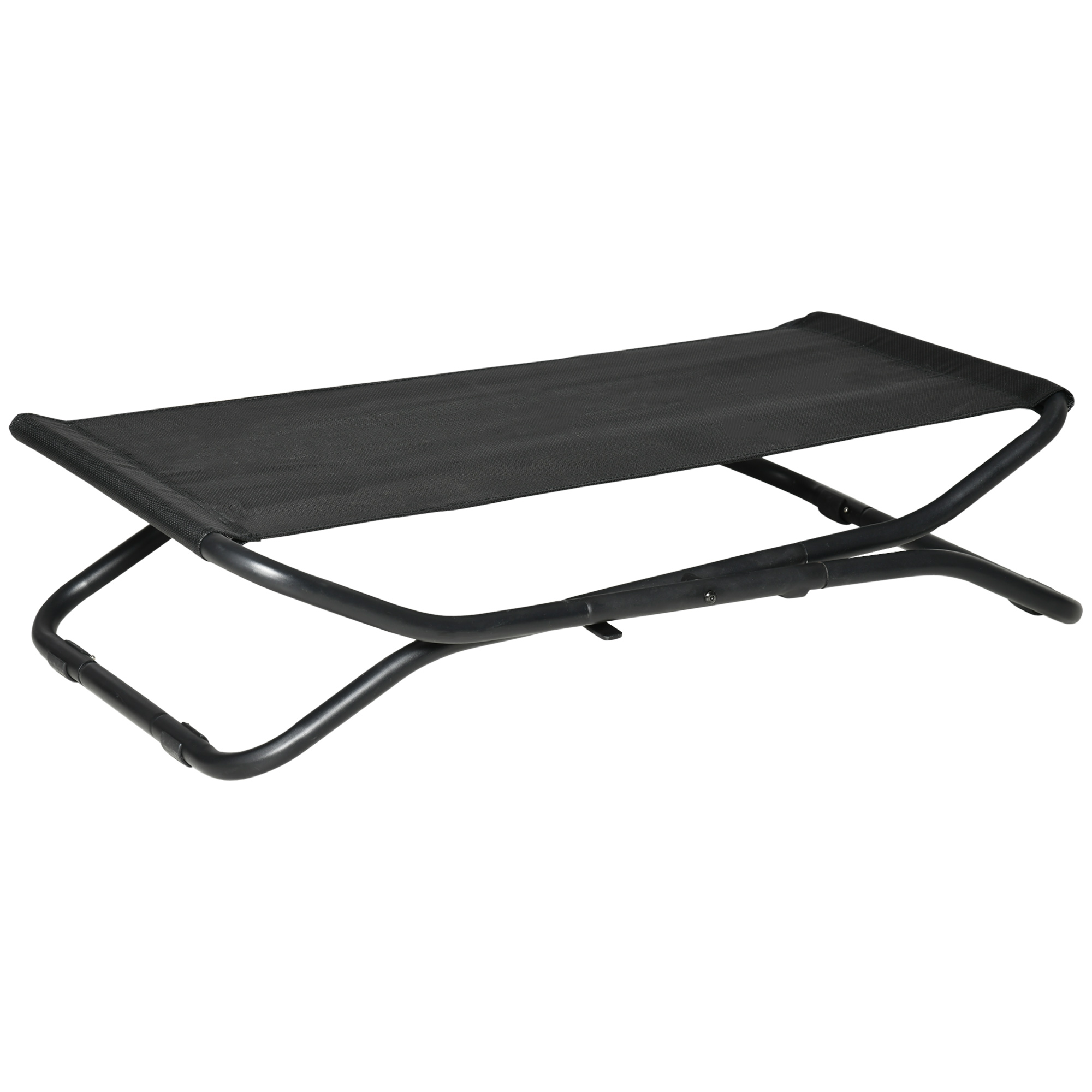 PawHut Cama Elevada Plegable para Mascotas Pequeños Medianos con Tela de Malla Transpirable Marco de Acero 92x56,5x19,5 cm Negro | Aosom España