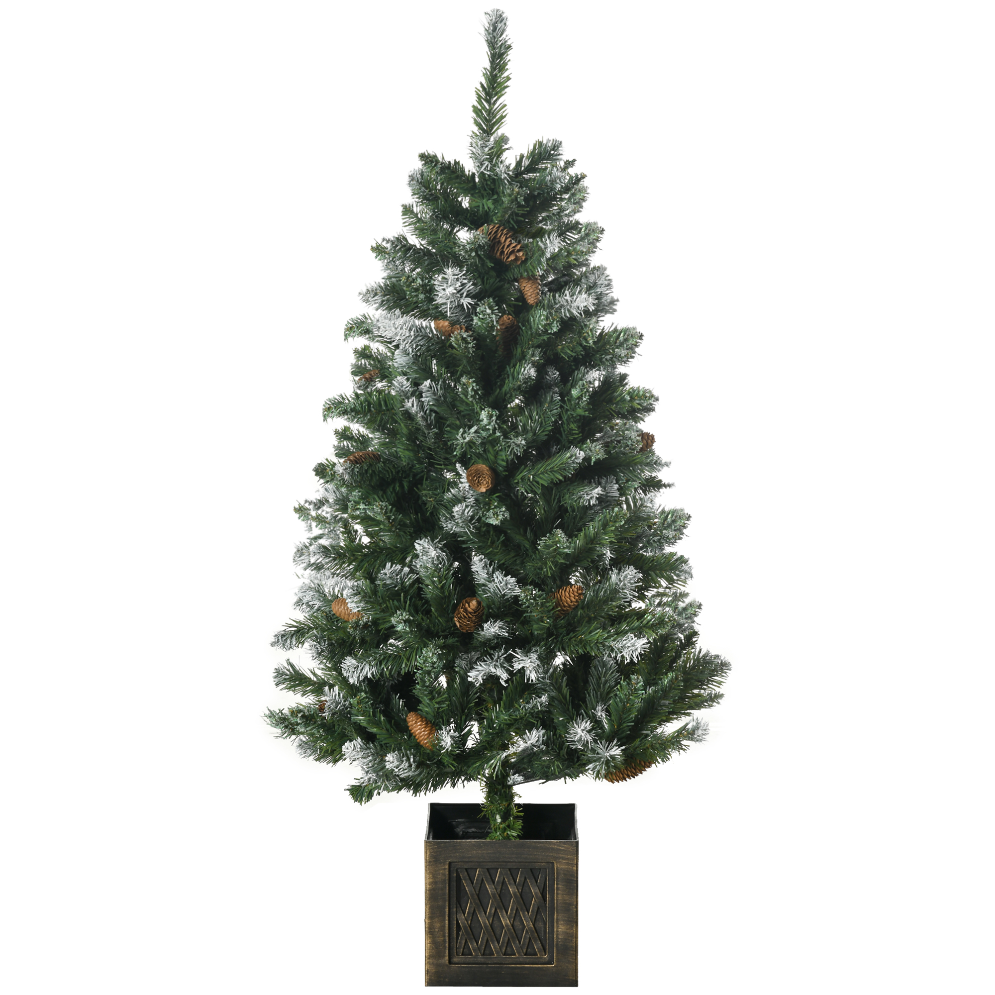 HOMCOM Árbol de Navidad Artificial 120 cm Árbol de Navidad Nevado con 328 Ramas y Soporte Metálico Decoración Navideña Verde | Aosom España