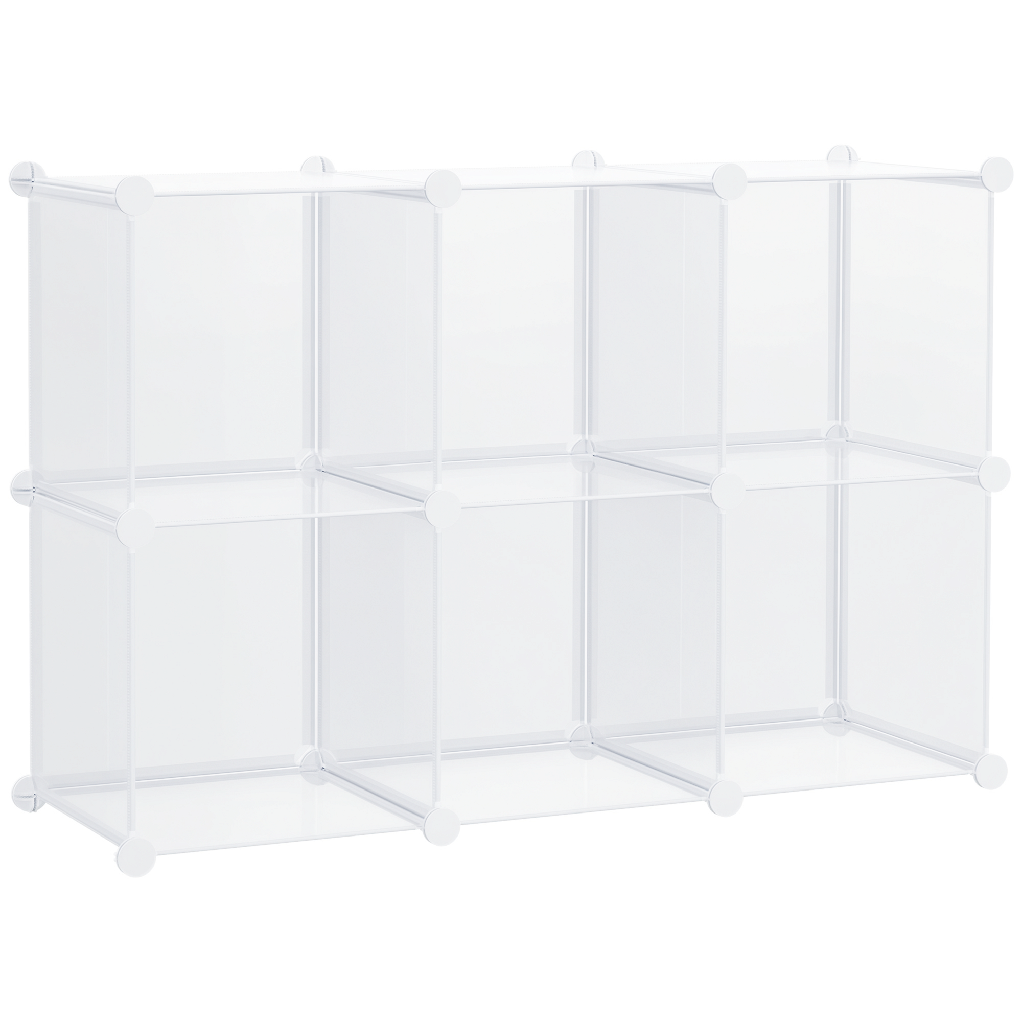 Image of HOMCOM Mobile Scarpiera Modulare Salvaspazio, 6 Cubi in Plastica PP, 94.5x32x162 cm, Trasparente Aosom006