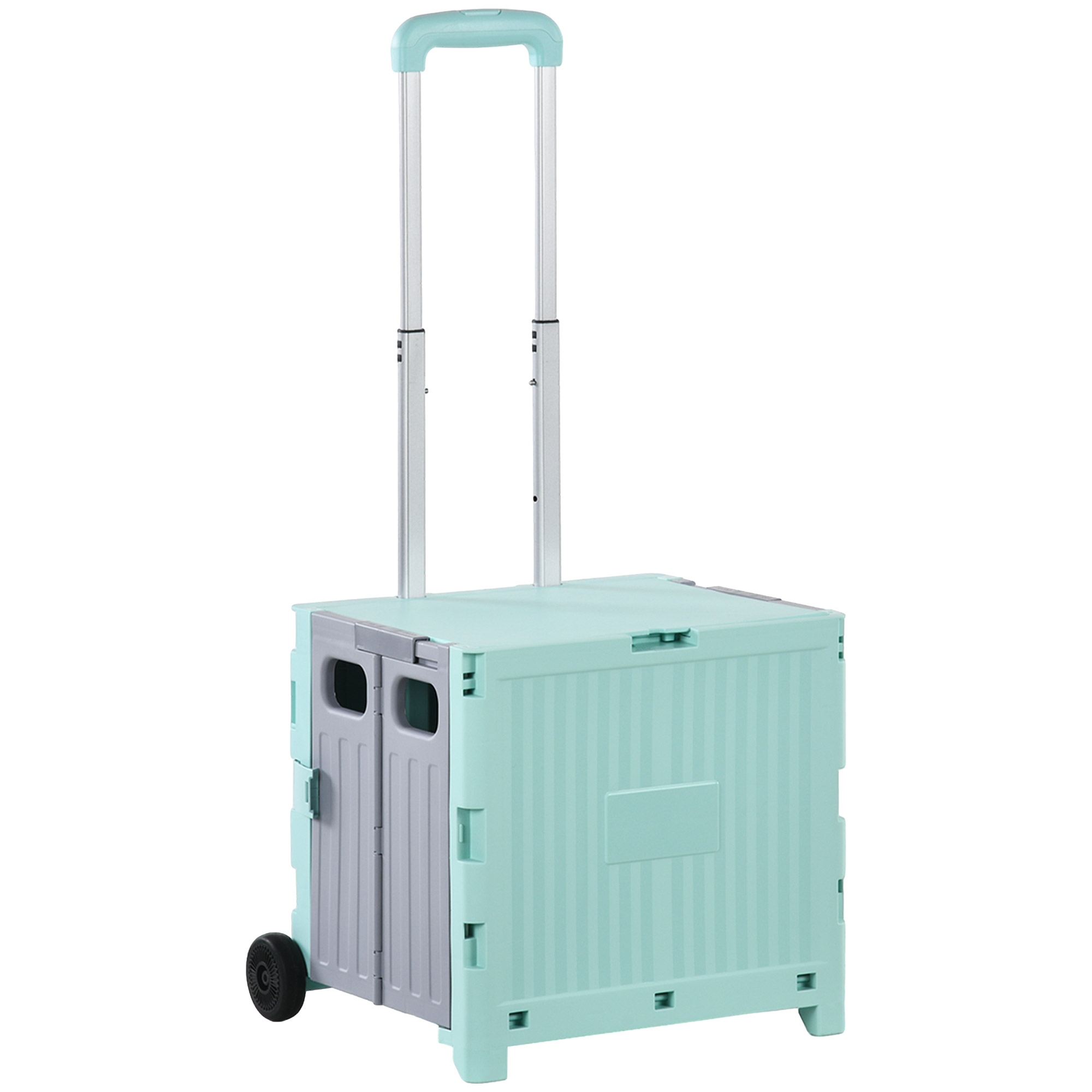 HOMCOM Carrito de Compras Plegable con 2 Ruedas Mango Ajustable 32L Ligero y Compacto para Compras Verde 41,5x32,5x85cm | Aosom España