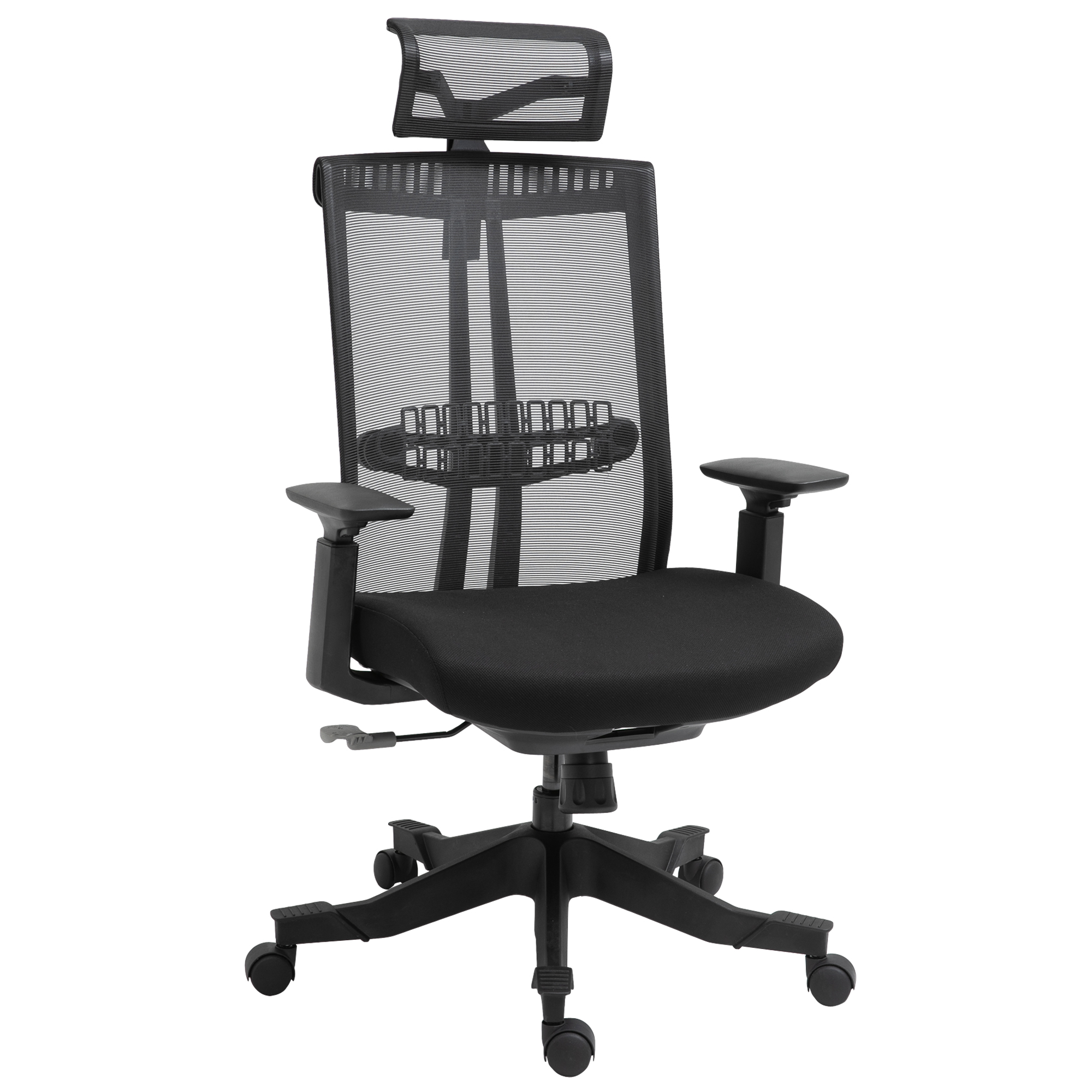 Vinsetto Silla de Oficina Ergonómica Reclinable y Giratoria con Soporte Lumbar Reposacabezas y Reposabrazos Ajustables | Aosom España