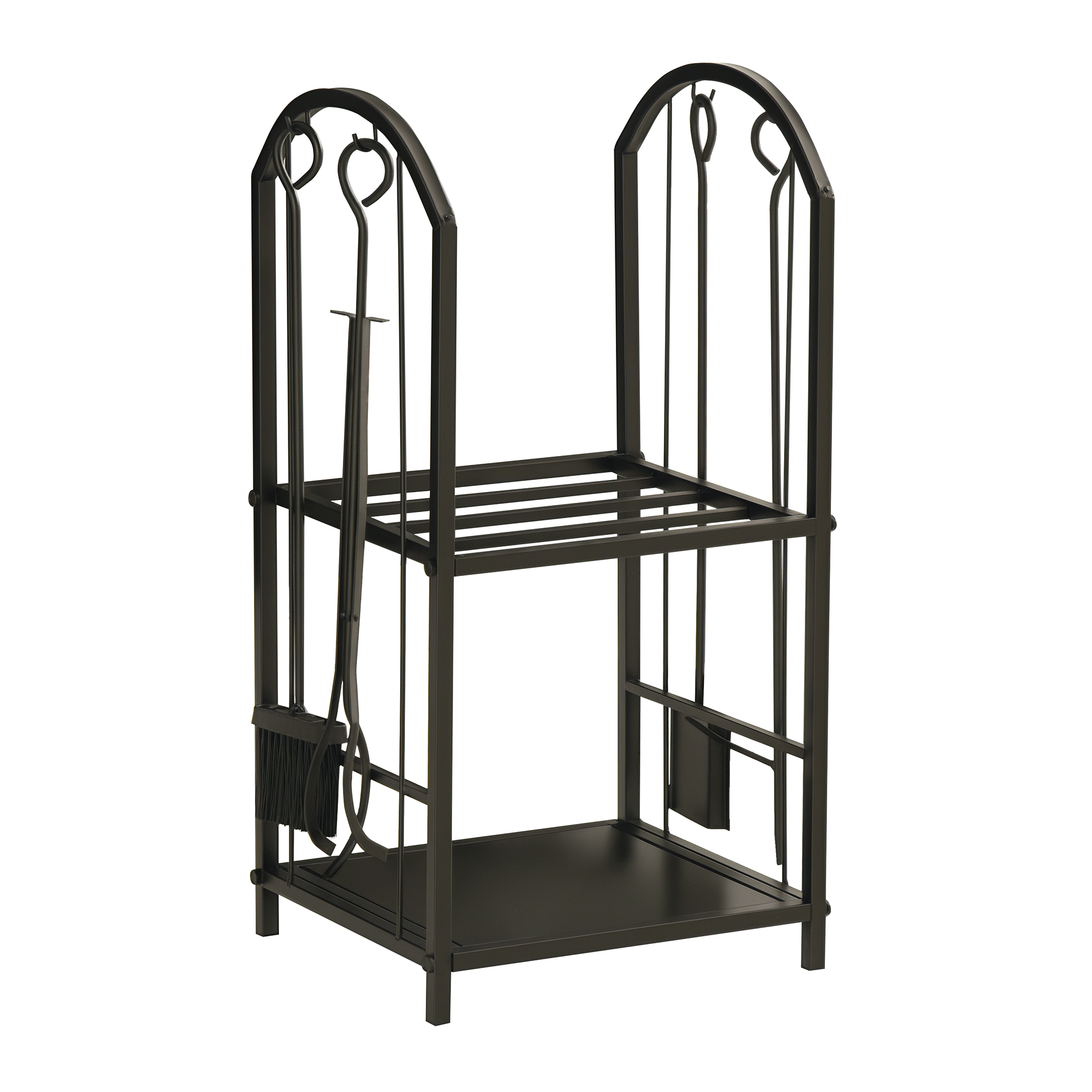 Outsunny Porte-bûches range bûches 2 niveaux étagère à bois de cheminée dim. 41,5L x 32,5l x 74,5H cm métal noir