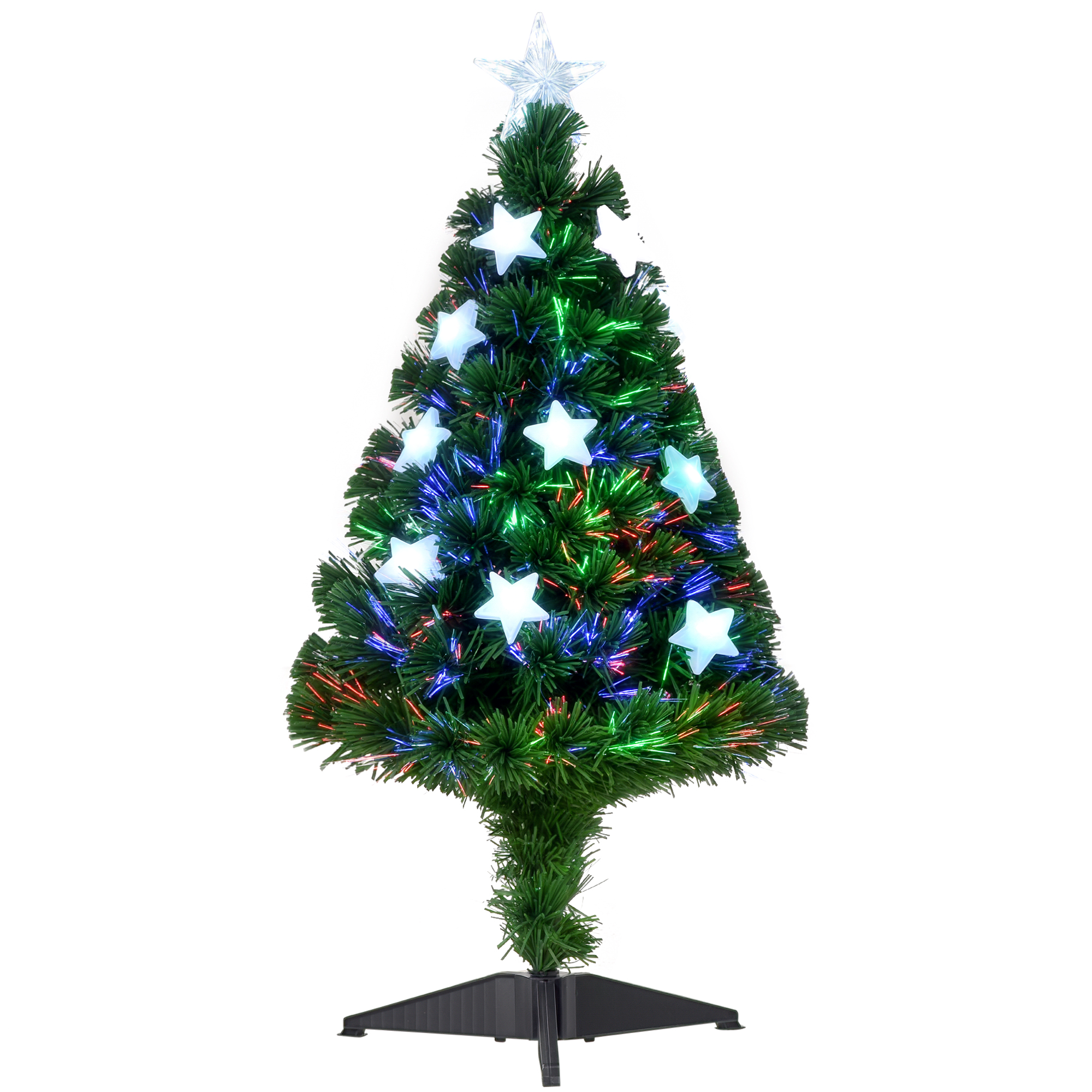Image of HomCom Albero di Natale Artificiale 90cm con 90 Rami in PVC e Fibra Ottica con 12 LED Aosom006