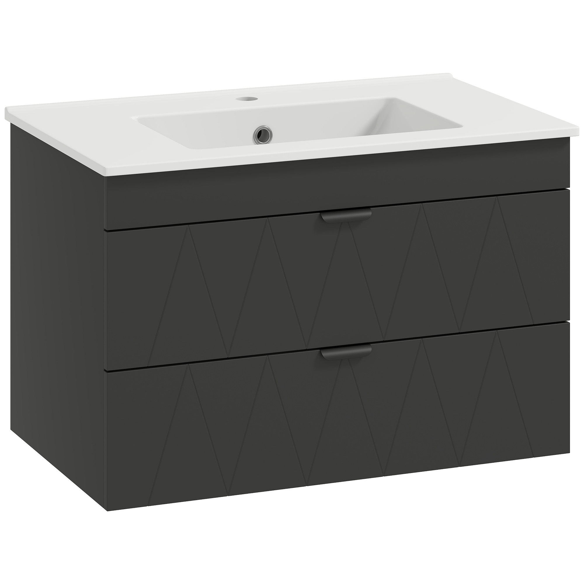 Image of HOMCOM Mobiletto Sospeso per Lavabo con Lavabo in Ceramica e Cassetti Soft-Close Nero Aosom Italy cod005