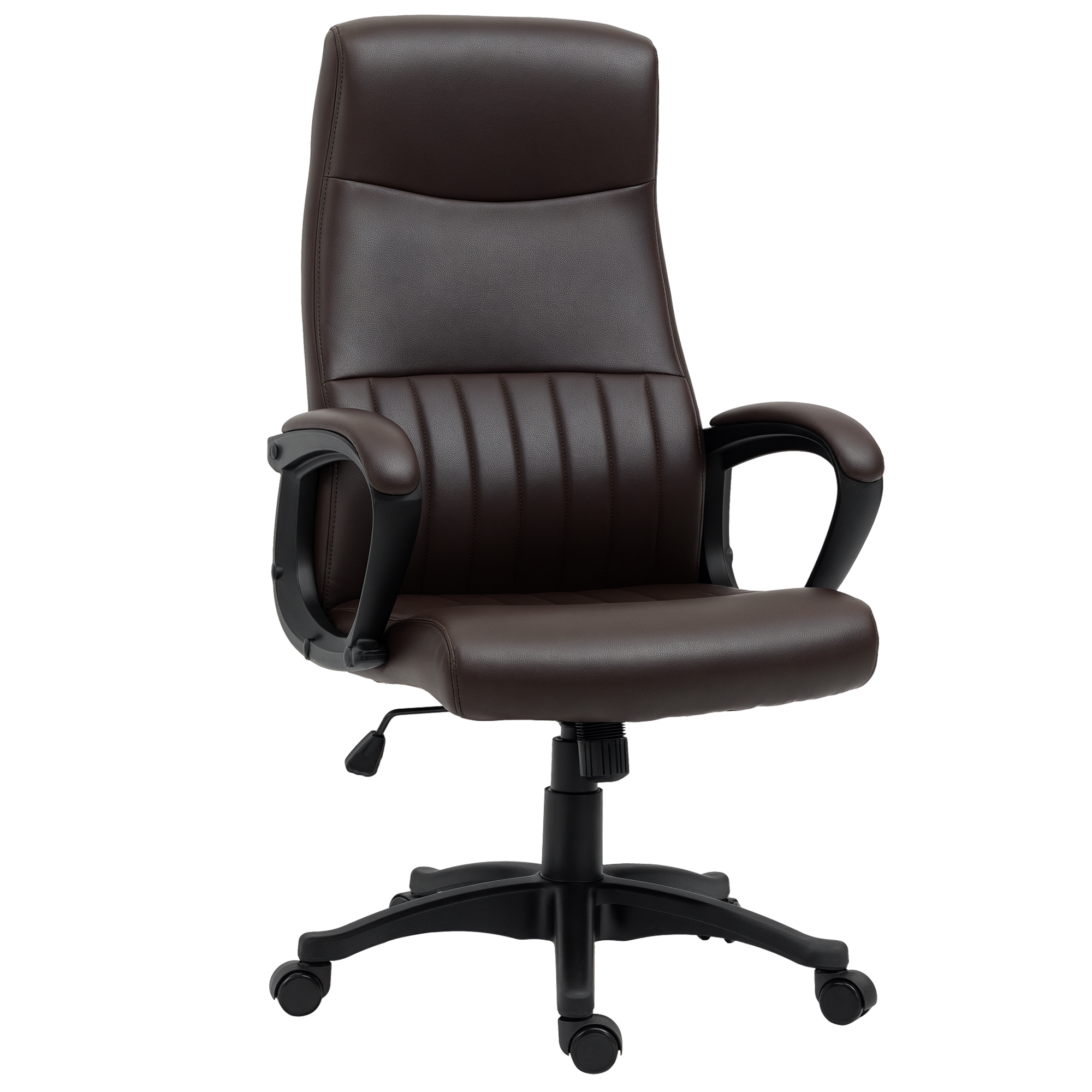 Vinsetto Fauteuil de bureau chaise de bureau ergonomique assise rembourré dossier haut pivotant à 360° réglable en hauteur simili cuir marron