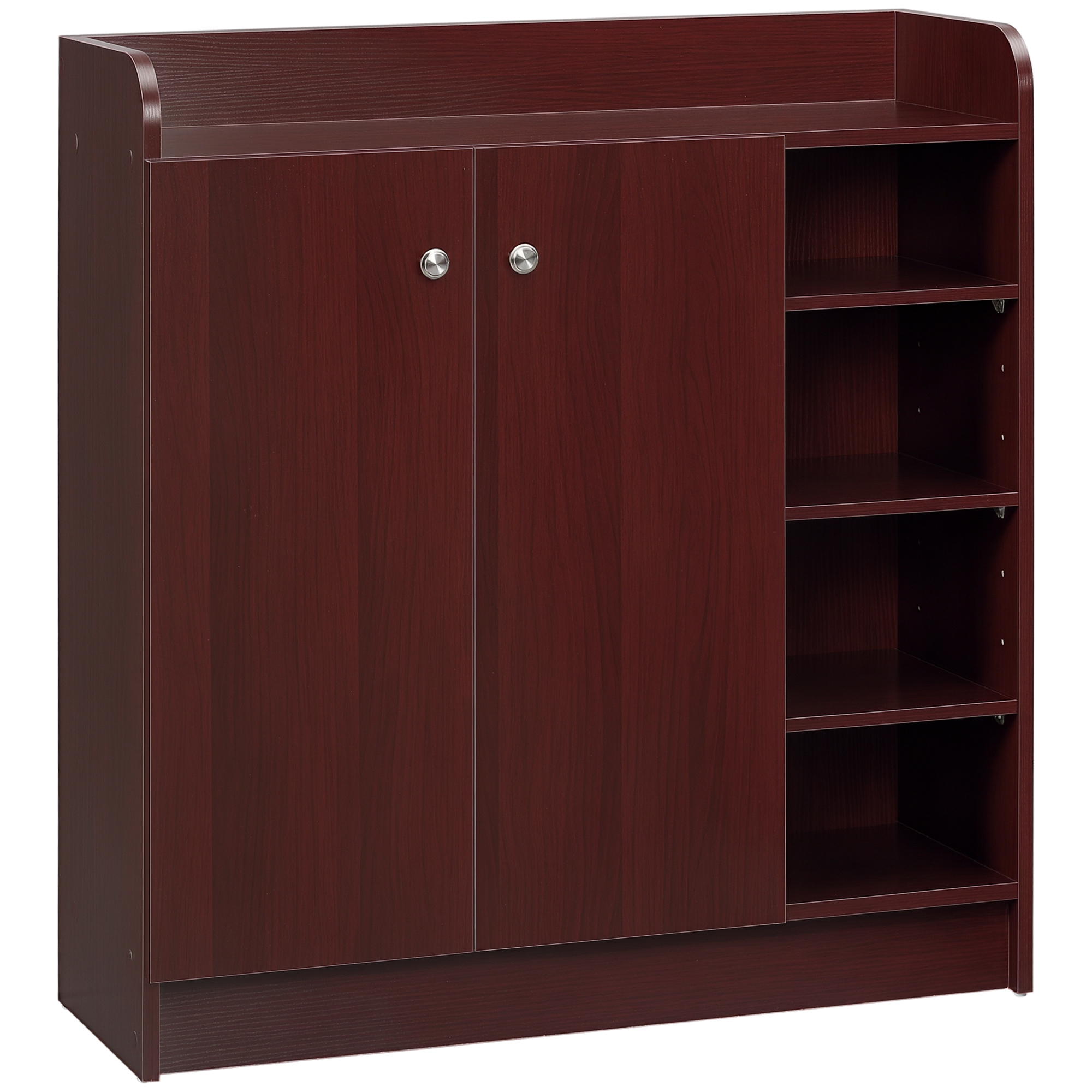 Image of HOMCOM Armadio Scarpiera Moderno e Salvaspazio in Legno per 12 Paia di Scarpe con 4 Ripiani Aperti, 83x30x90 cm, color Caffè Aosom006