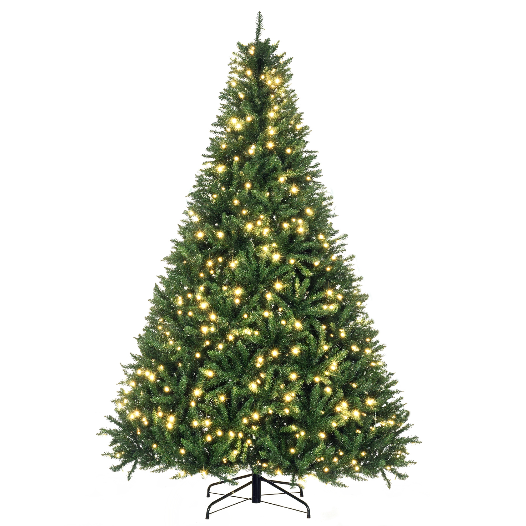 HOMCOM Sapin de No&euml;l sapin artificiel Lumineux LED x 700 Blanc Chaud + Support Pied &Oslash; 142 x 210H cm 2154 Branches Vert Aosom France