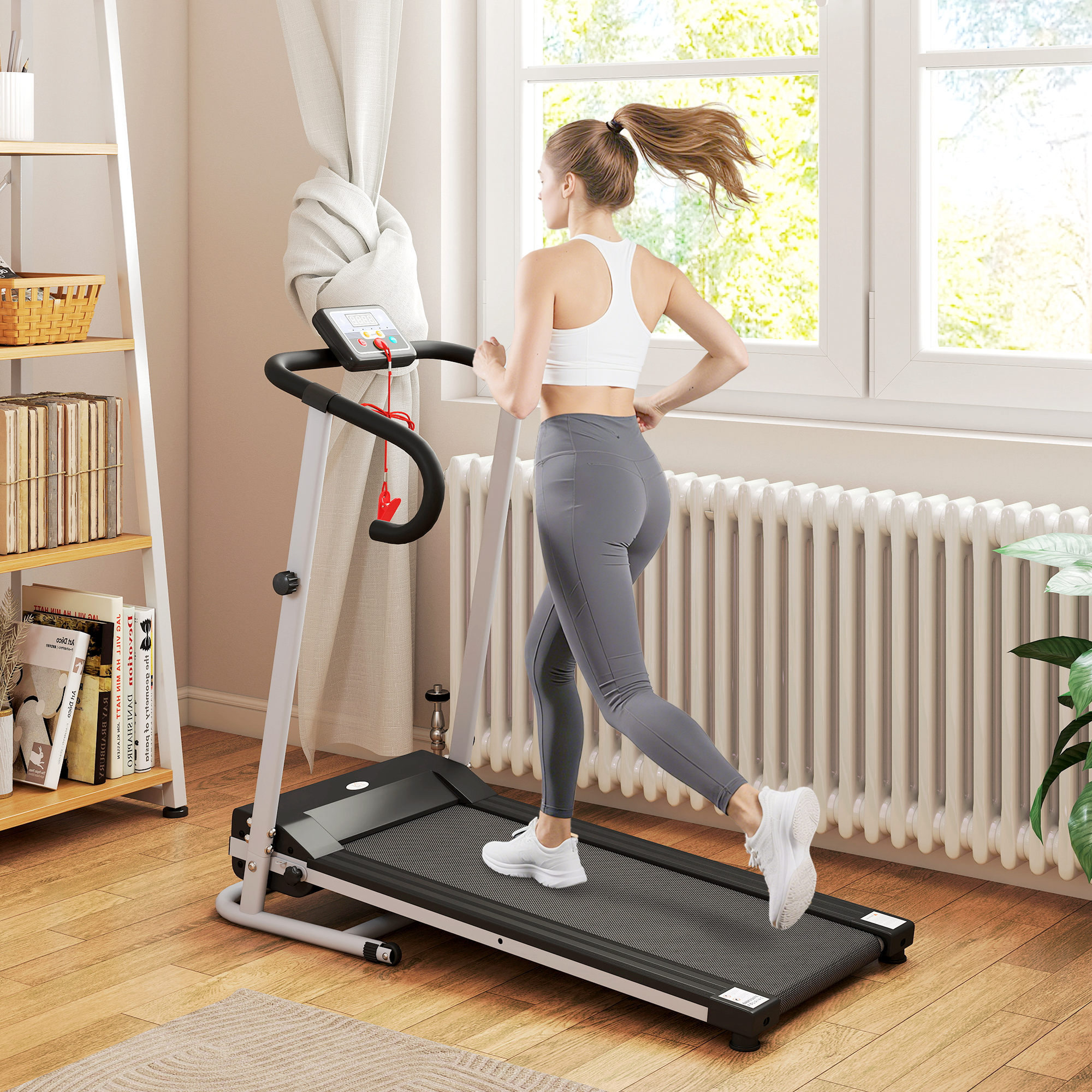 HOMCOM Mini Stepper Step Machine with Resistance Bands and Cushion Mat for Leg Arm Full Body Training Fitness Stair Stepper