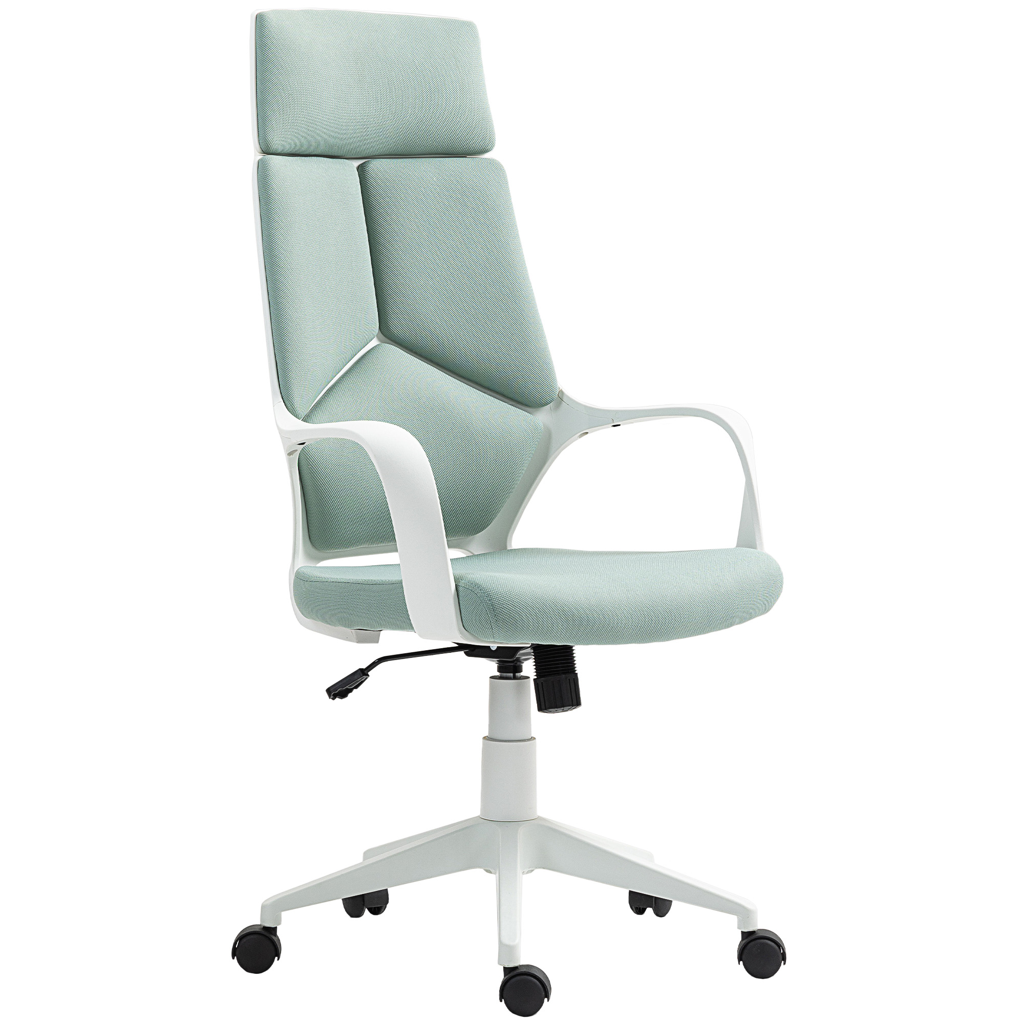 HOMCOM Chaise de Bureau en Tissu avec Fonction Balancier, Hauteur Réglable et Siège Pivotant, 63x63x117-127 cm, Vert
