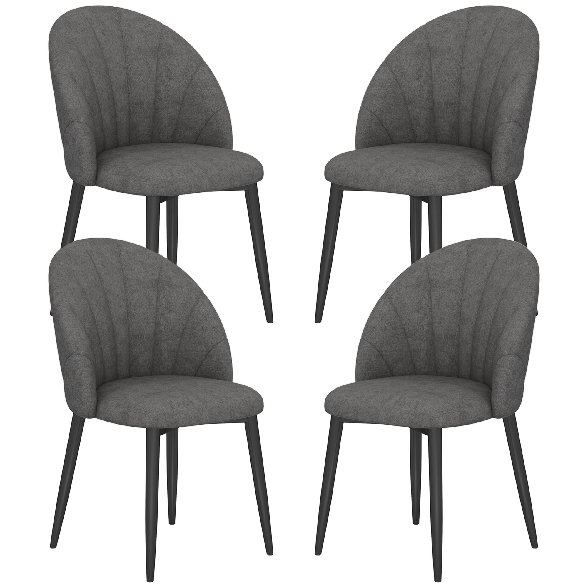 Ensemble de 4 chaises de salle à manger, chaises de cuisine en aspect velours, pieds en acier, sans accoudoirs, Gris