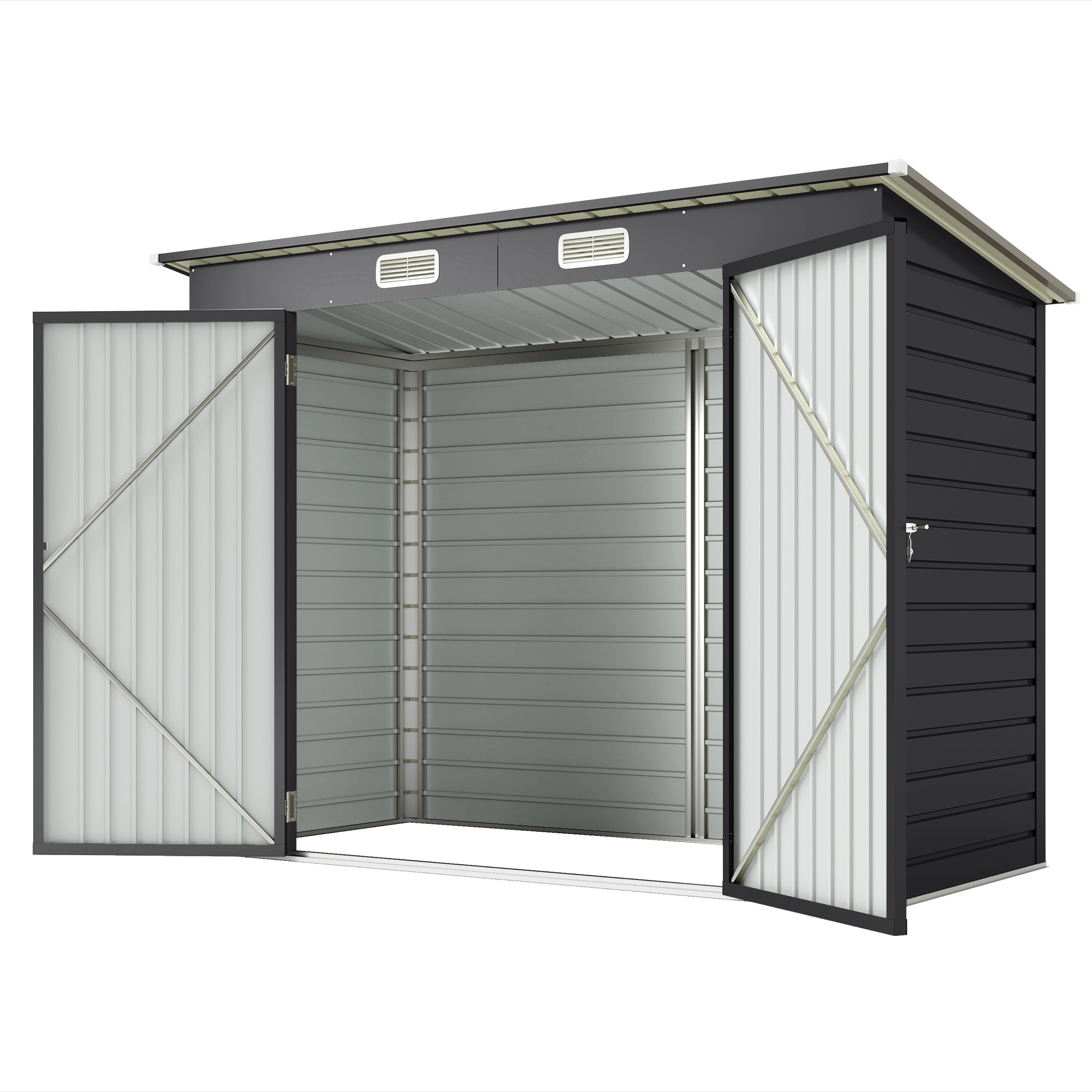 Outsunny Gerätehaus aus Stahl, 2,7 m² Geräteschuppen mit Doppeltür, Gartens günstig online kaufen