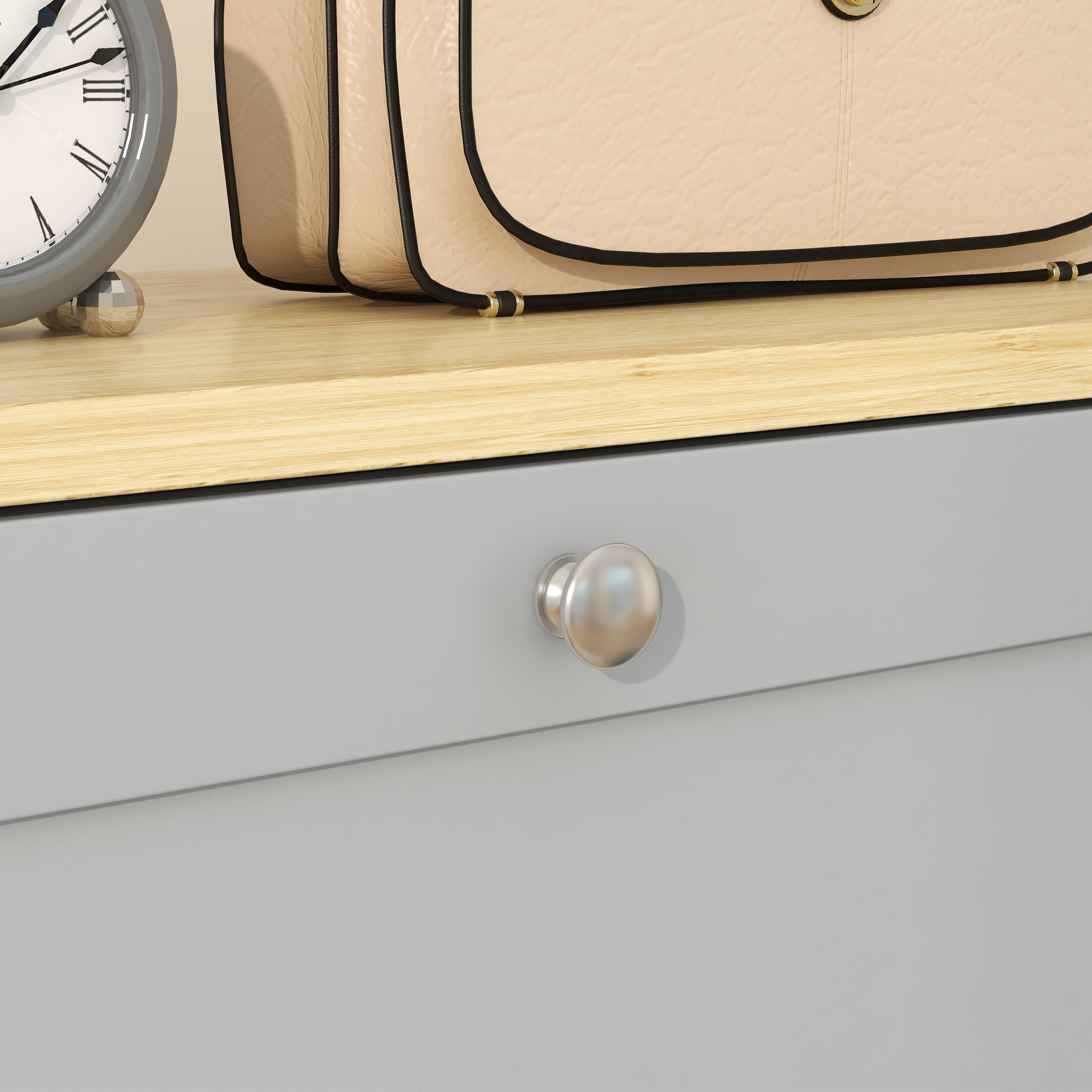 HOMCOM Modern Compact Three-Drawer Shoe Storage Cabinet Grey 9