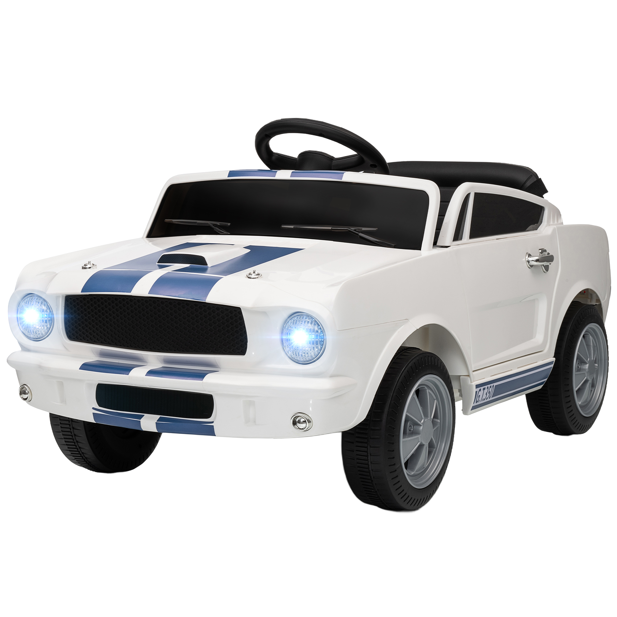 AIYAPLAY Kinder Elektroauto 12V Kinderauto mit 2,4 GHz Fernbedienung, 2 Motor, Kinderfahrzeug mit Hupe, LED, Musik, Elektrofahrzeug für 3-6 Jahre Kinder, Weiß Aosom