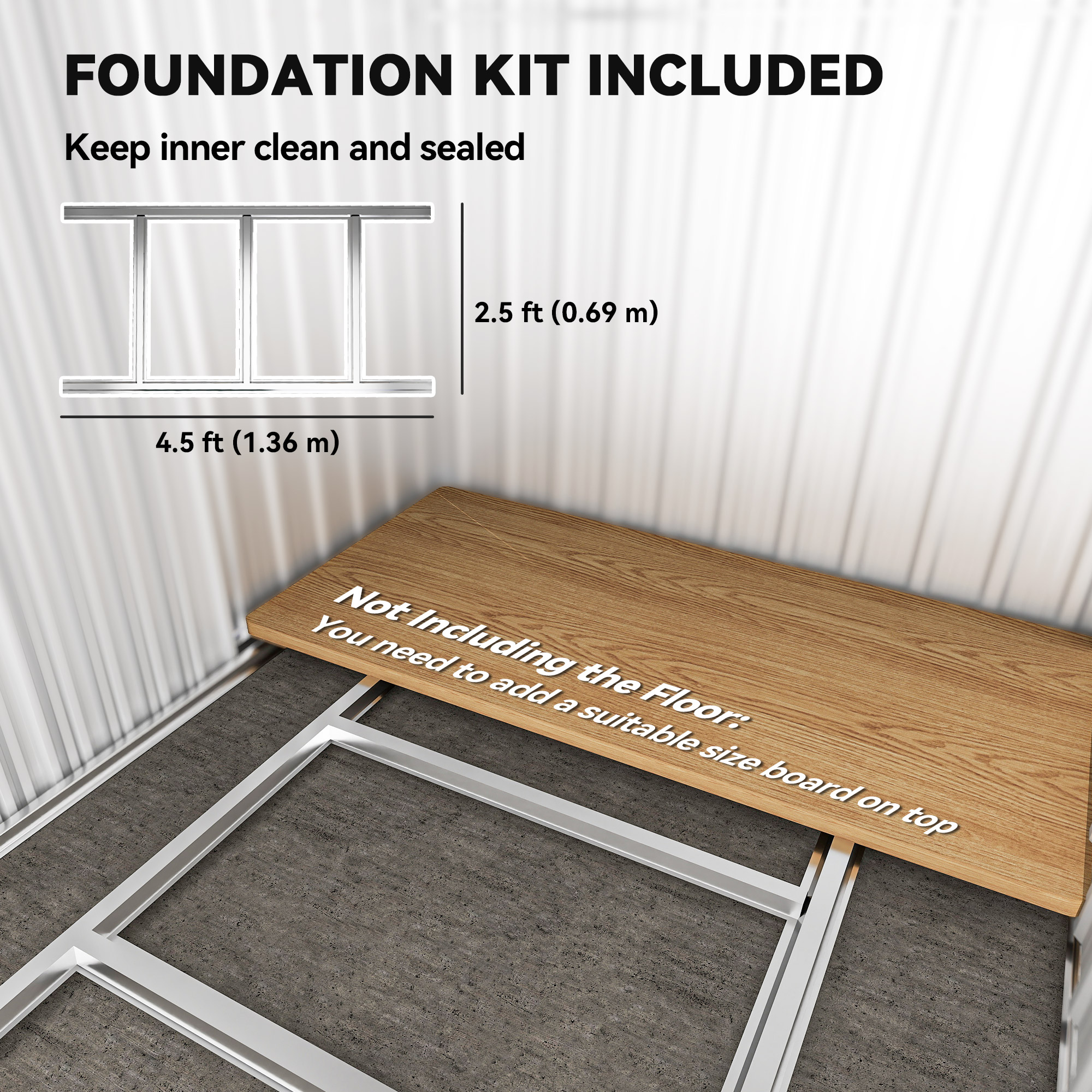 Outsunny Garden Metal Tool Storage Shed with Sliding Door, Sloped Roof and Foundation Kit, 152 x 132 x 188cm, Grey 5