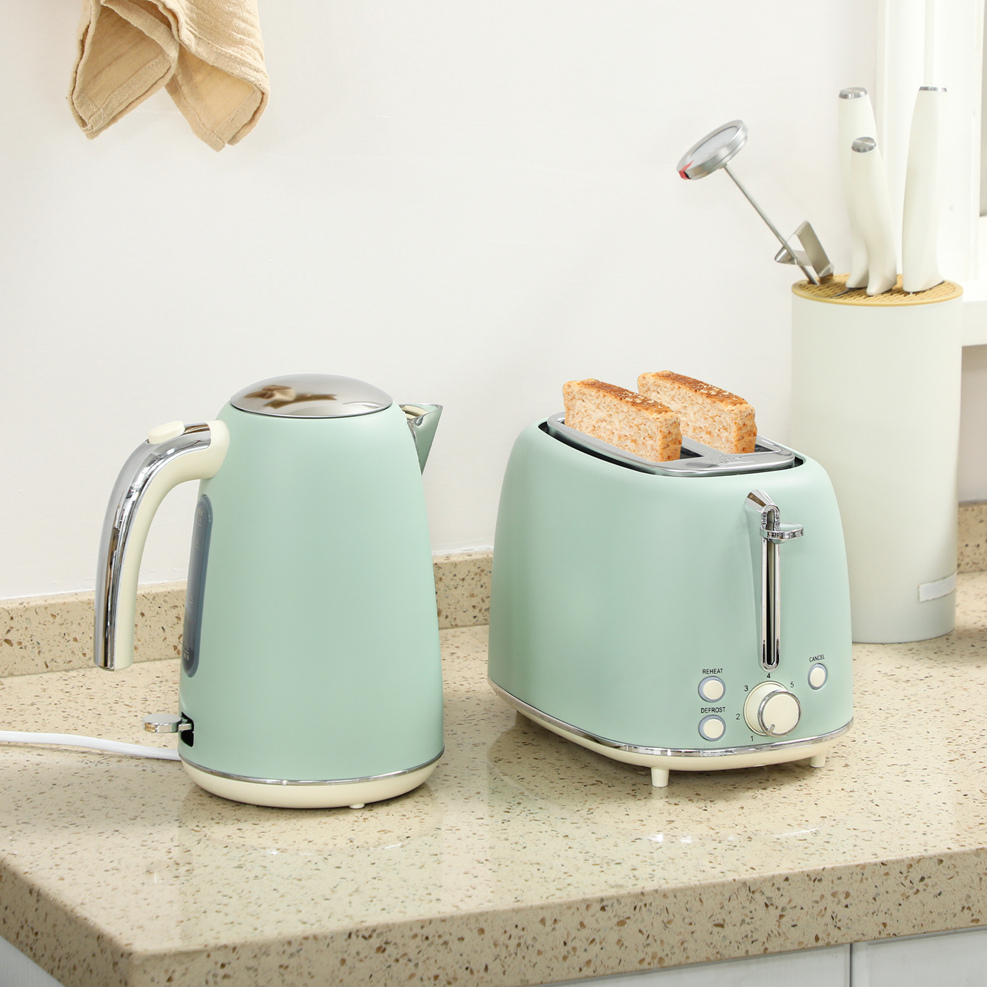 HOMCOM Set Wasserkocher und Toaster aus Edelstahl 2200 W und 1,7 L, 2-Schei günstig online kaufen