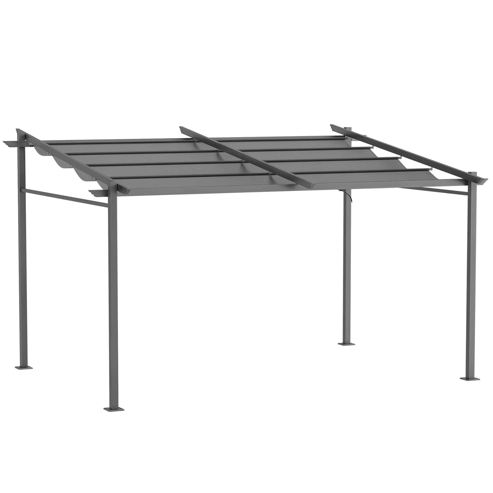 Outsunny Pergola rétractable 4 x 3 m structure métal époxy anticorrosion toile Polyester180 g/m² Incluse Gris Aosom France
