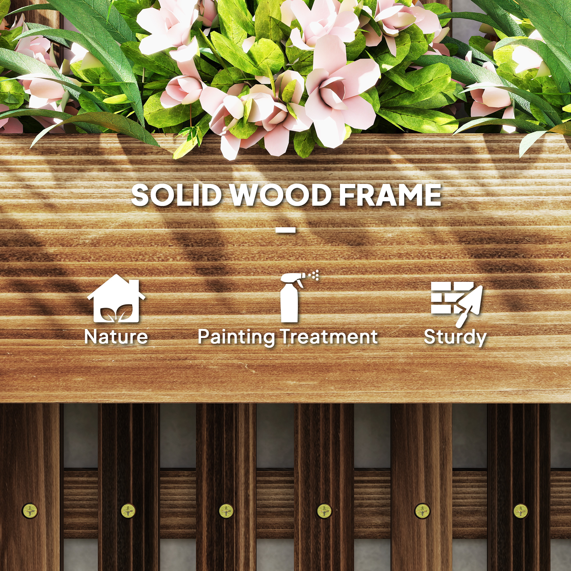 Outsunny Wall-mounted Wooden Garden Planters with Trellis, Drainage Holes and 3 Planter Boxes for Patio, Carbonised 8