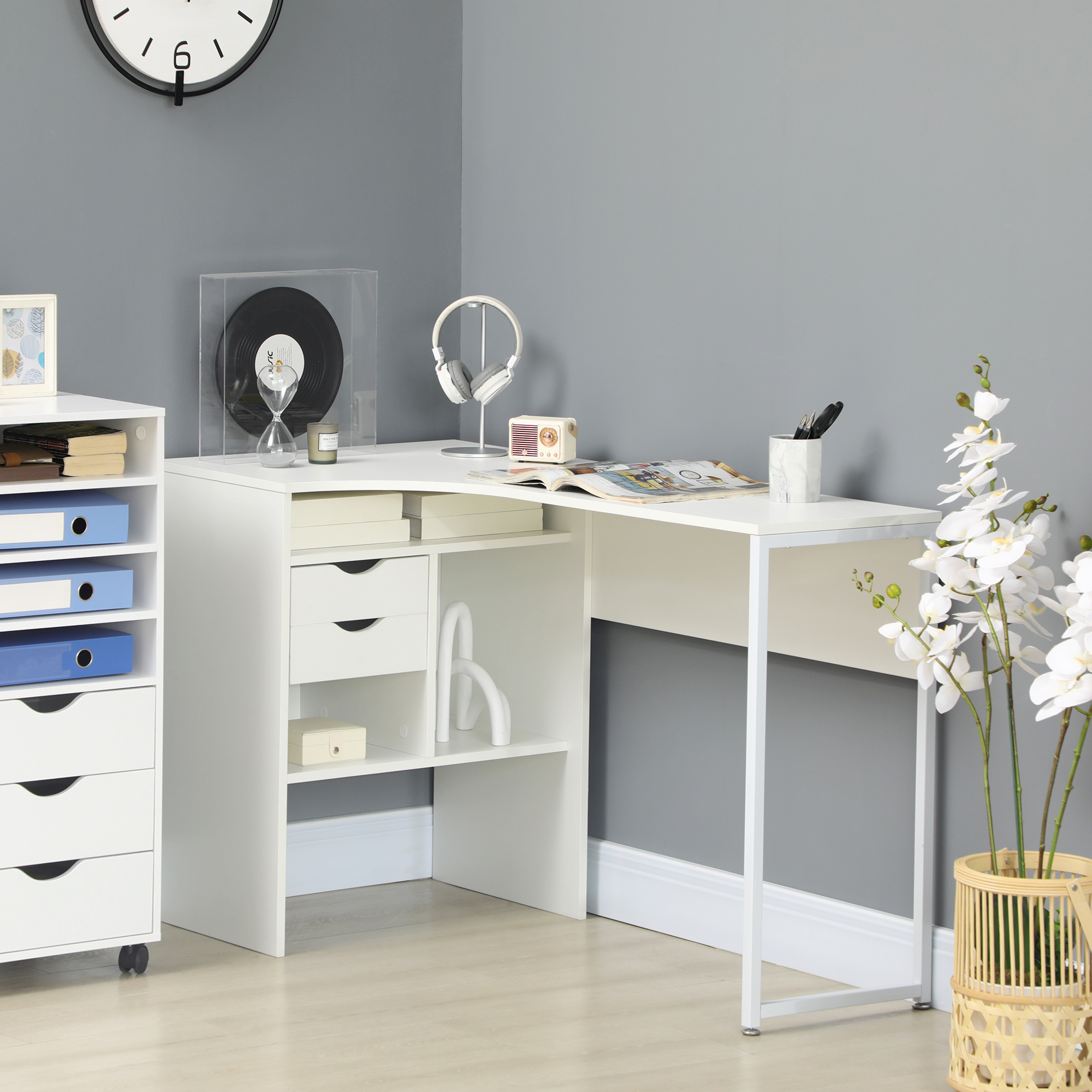 HOMCOM Eckschreibtisch mit 2 Schubladen, 120 x 60 cm, L-förmiger Schreibtis günstig online kaufen
