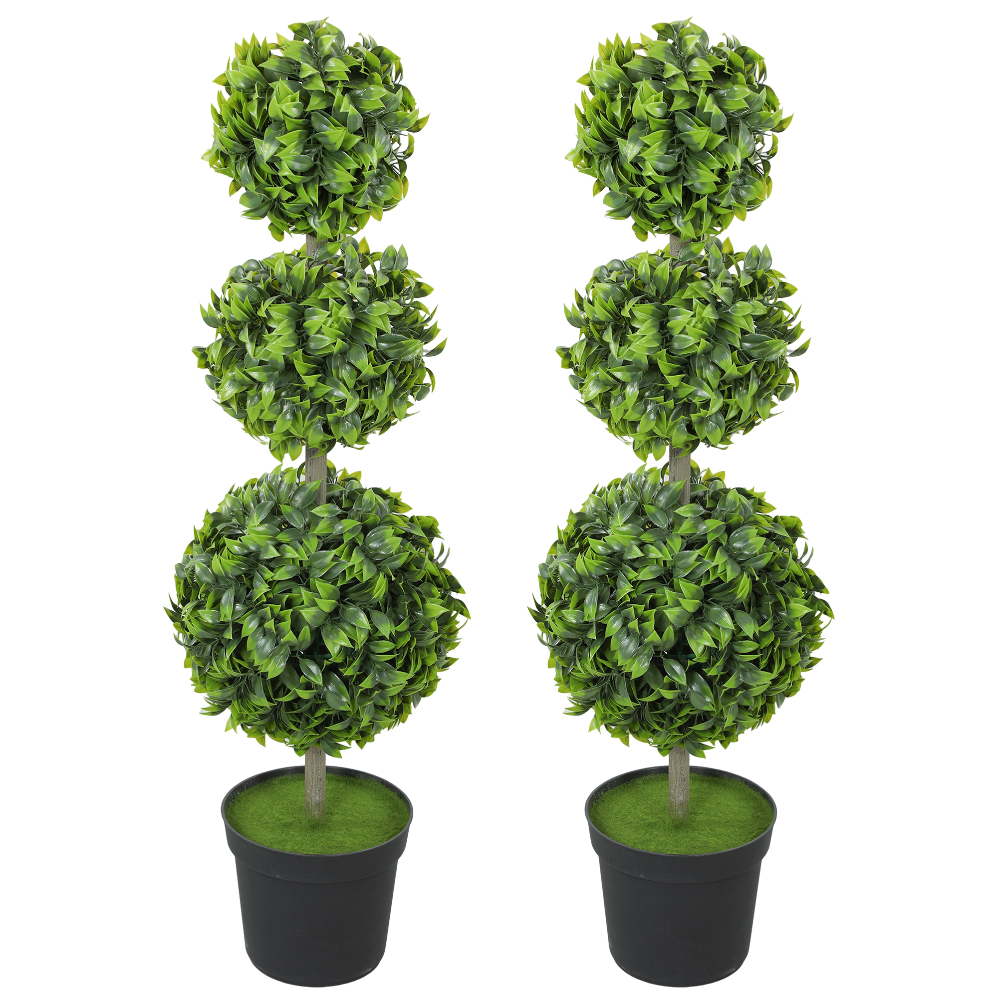 HOMCOM Plantes artificielles en pot, Feuilles en plastique, Terre floquée, Vert