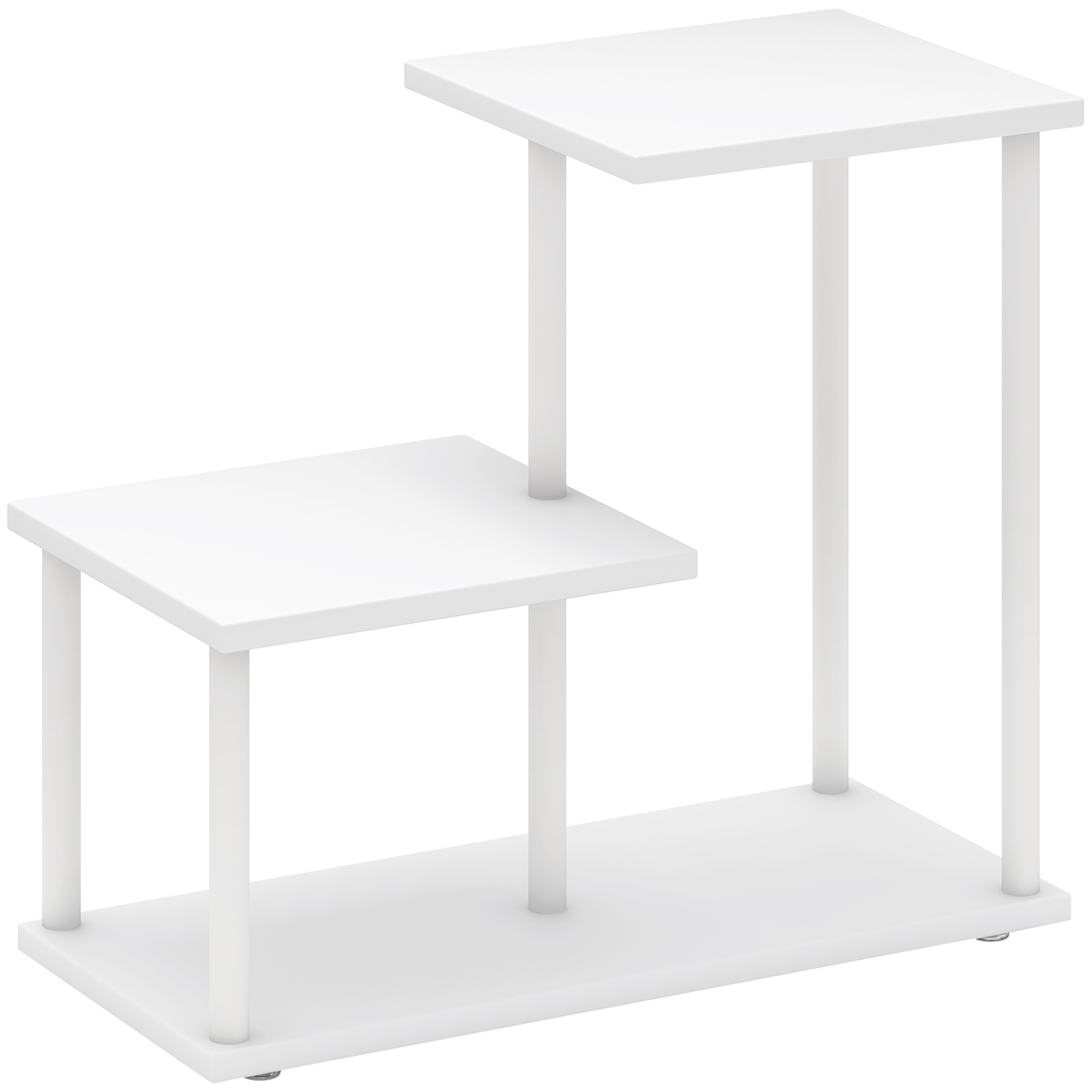 HOMCOM Estantería Librería de 3 Niveles Efecto Madera con Marco de Metal para Escritorio Oficina Cocina 40x20x34,5 cm Blanco