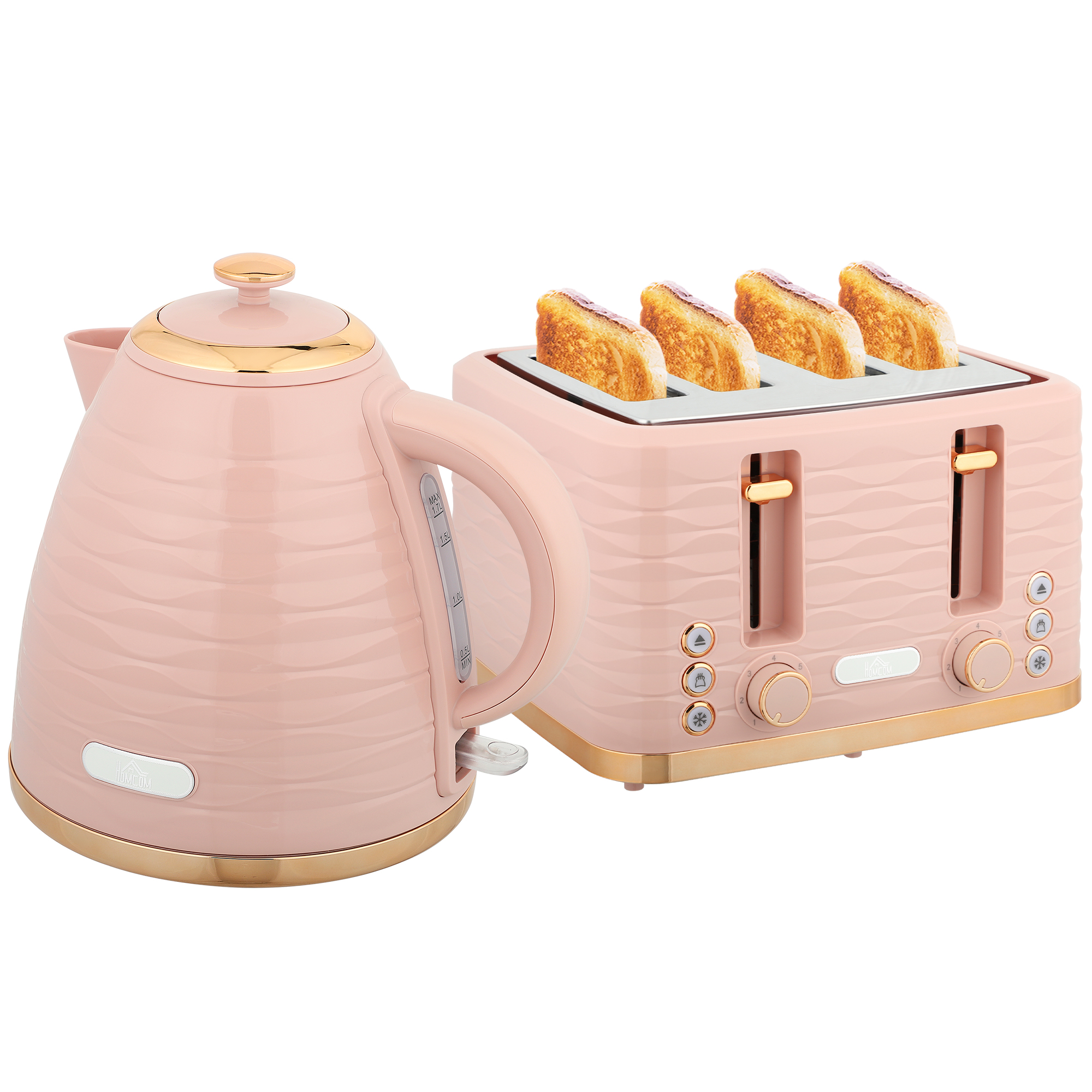 HOMCOM Wasserkocher Toaster Set Frühstück-Set mit 1,7L Wasserkocher, 4 Sche günstig online kaufen