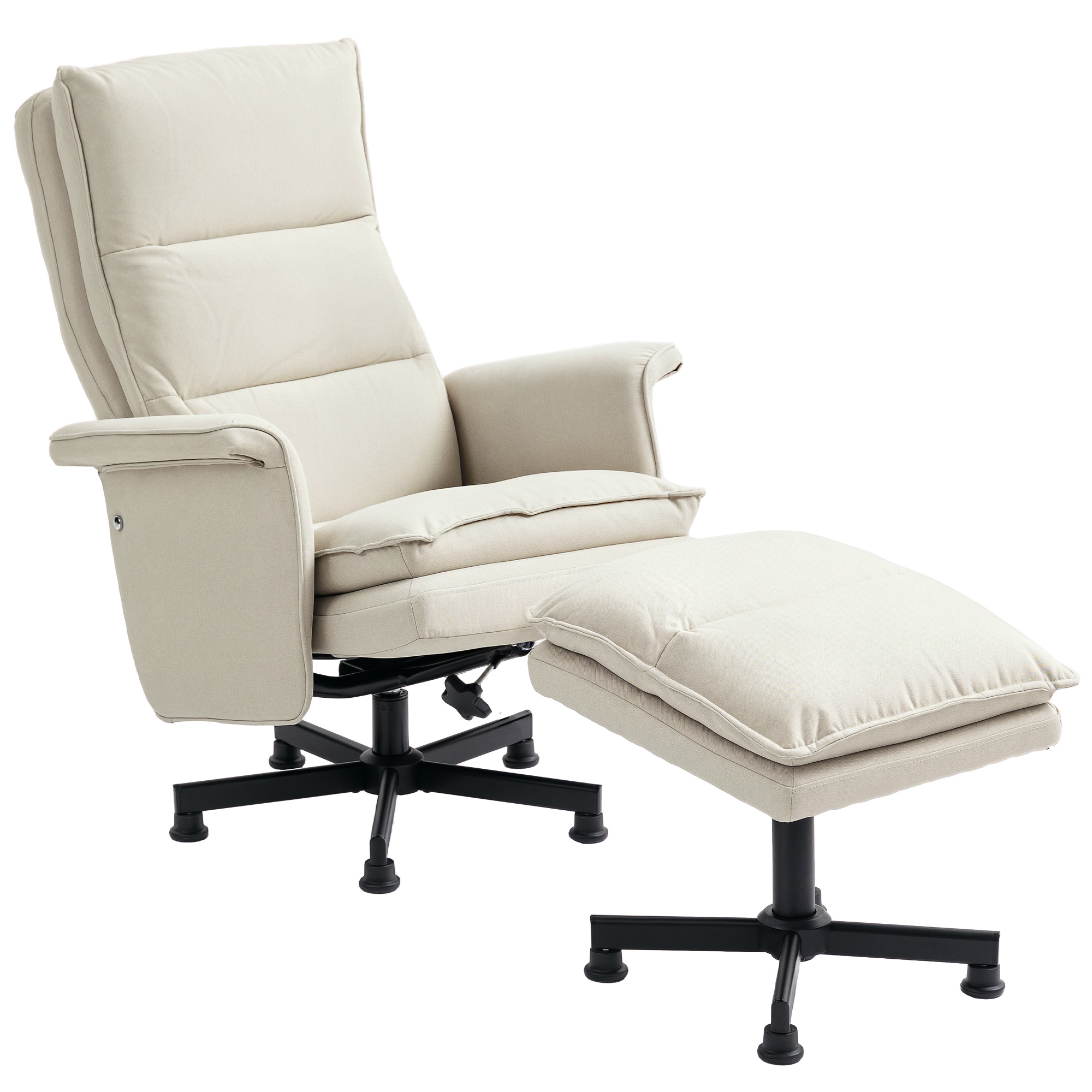 HOMCOM Sillón masajeador eléctrico relajante con reposapiés y control remoto tela imitación lino 78 x 93 x 99 cm beige