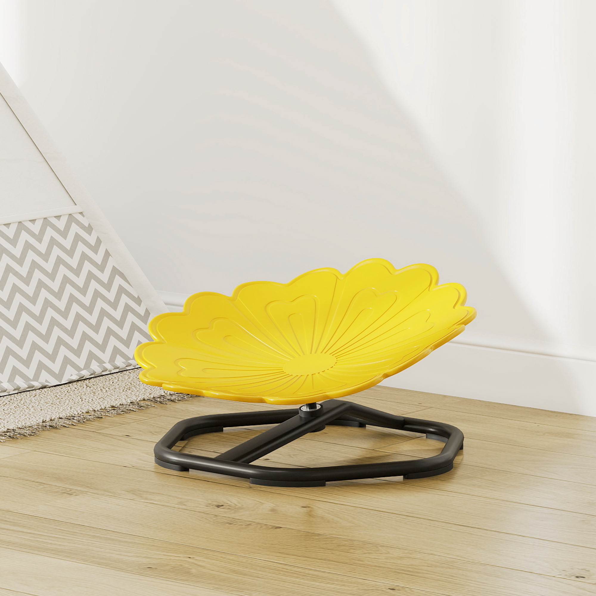 AIYAPLAY Flower-Shaped Sensory Spinning Chair with Non-Slip Base for Balance/Coordination, Yellow 8