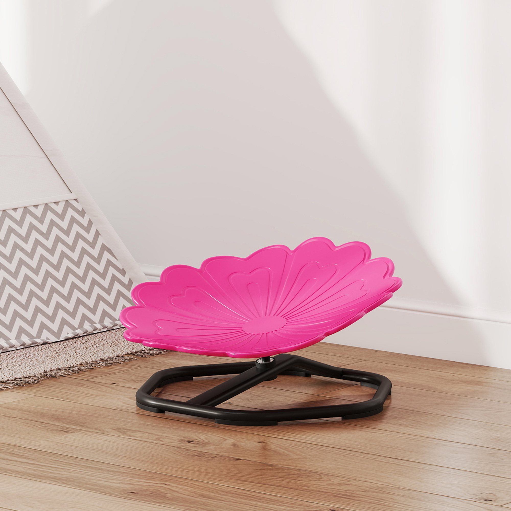 AIYAPLAY Flower-Shaped Sensory Spinning Chair with Non-Slip Base for Balance/Coordination, Pink 8