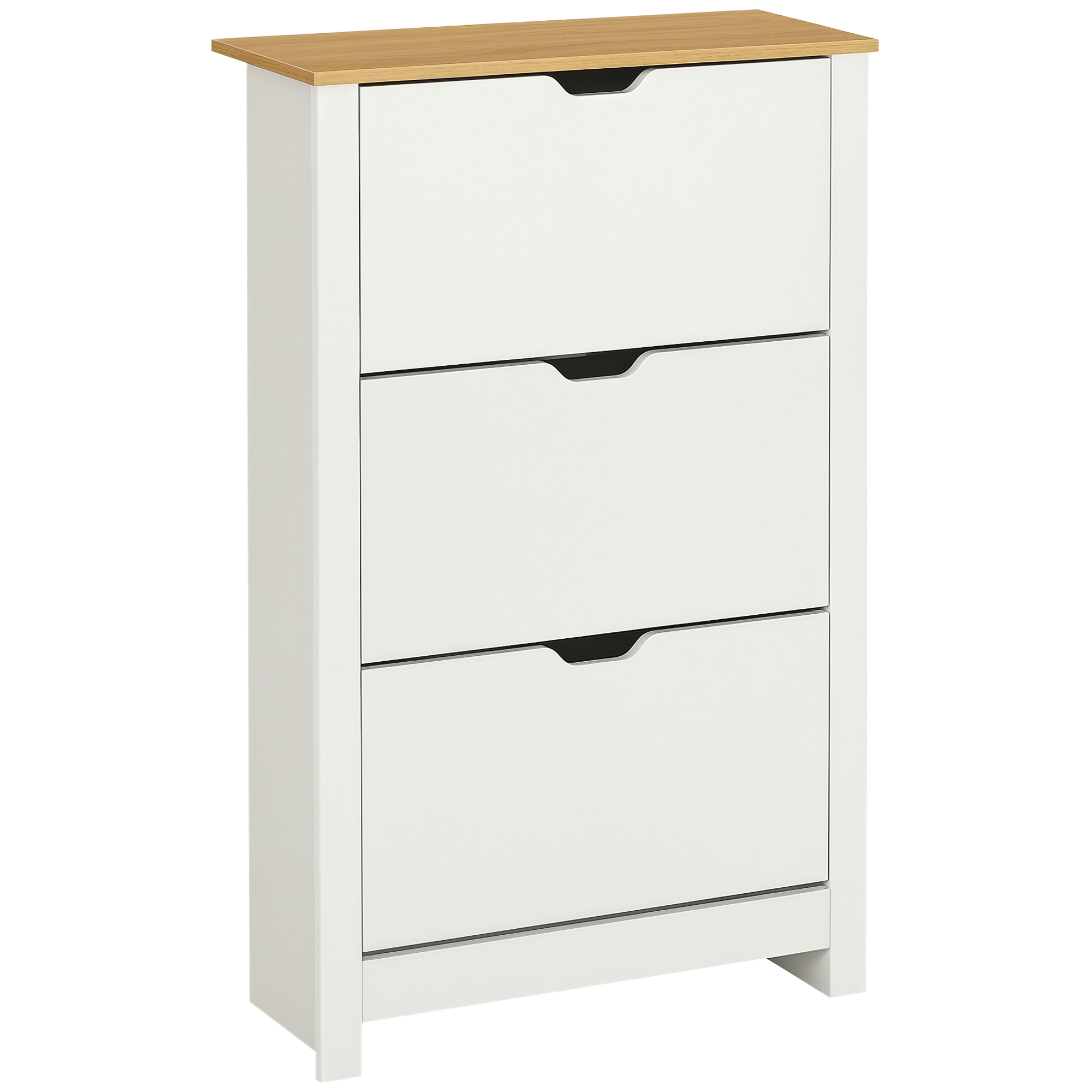Image of HOMCOM Scarpiera Slim per 18 Paia di Scarpe, 3 Cassetti con 2 Ripiani Regolabili e Rimovibili, 72x26x112 cm, Bianco Aosom Italy006
