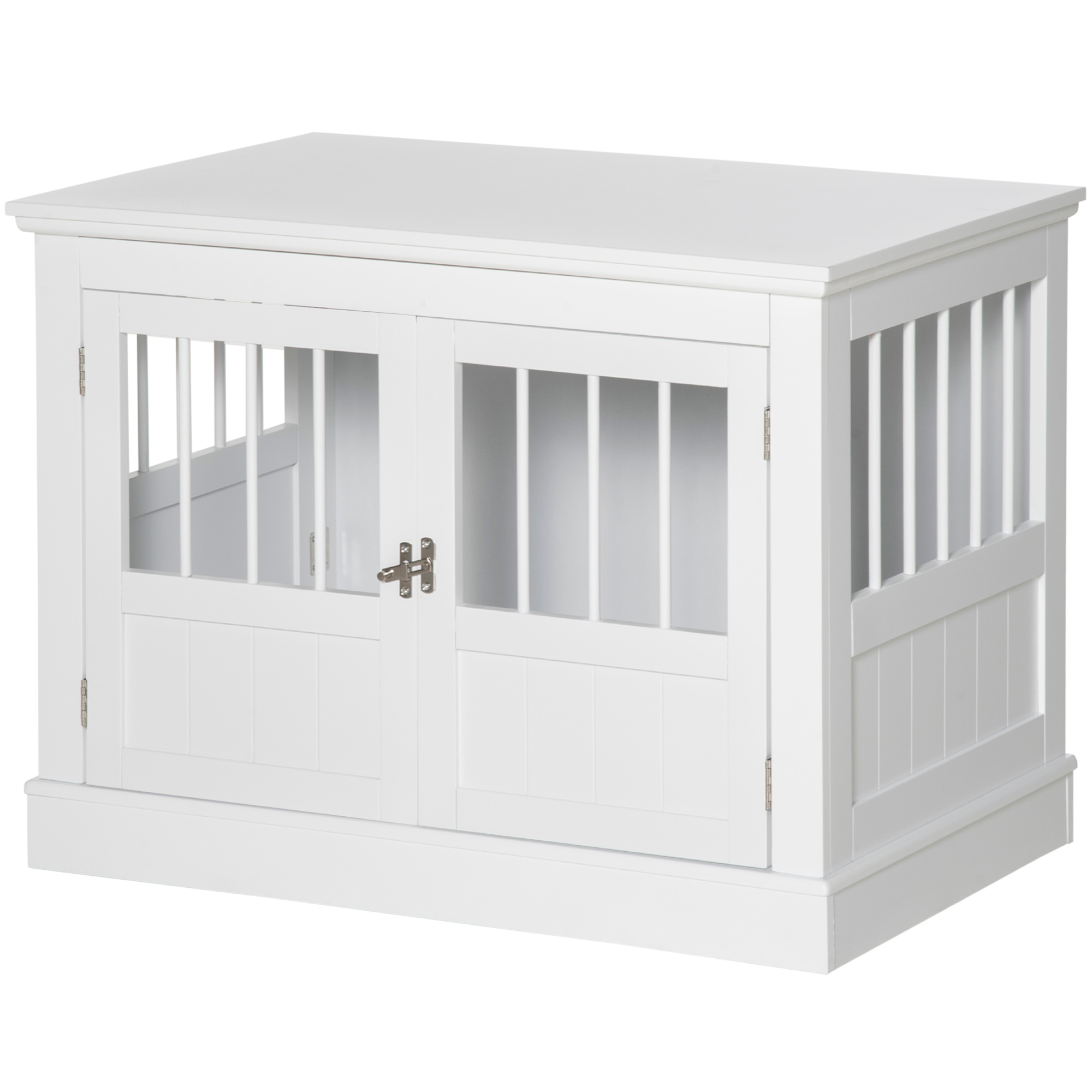 Meilleurs prix pour PawHut Cage pour Chiens Petits Table d'Appoint Moderne avec 3 Portes à la Française avec Fermeture Magnétique 78x53x59,3 cm Blanc