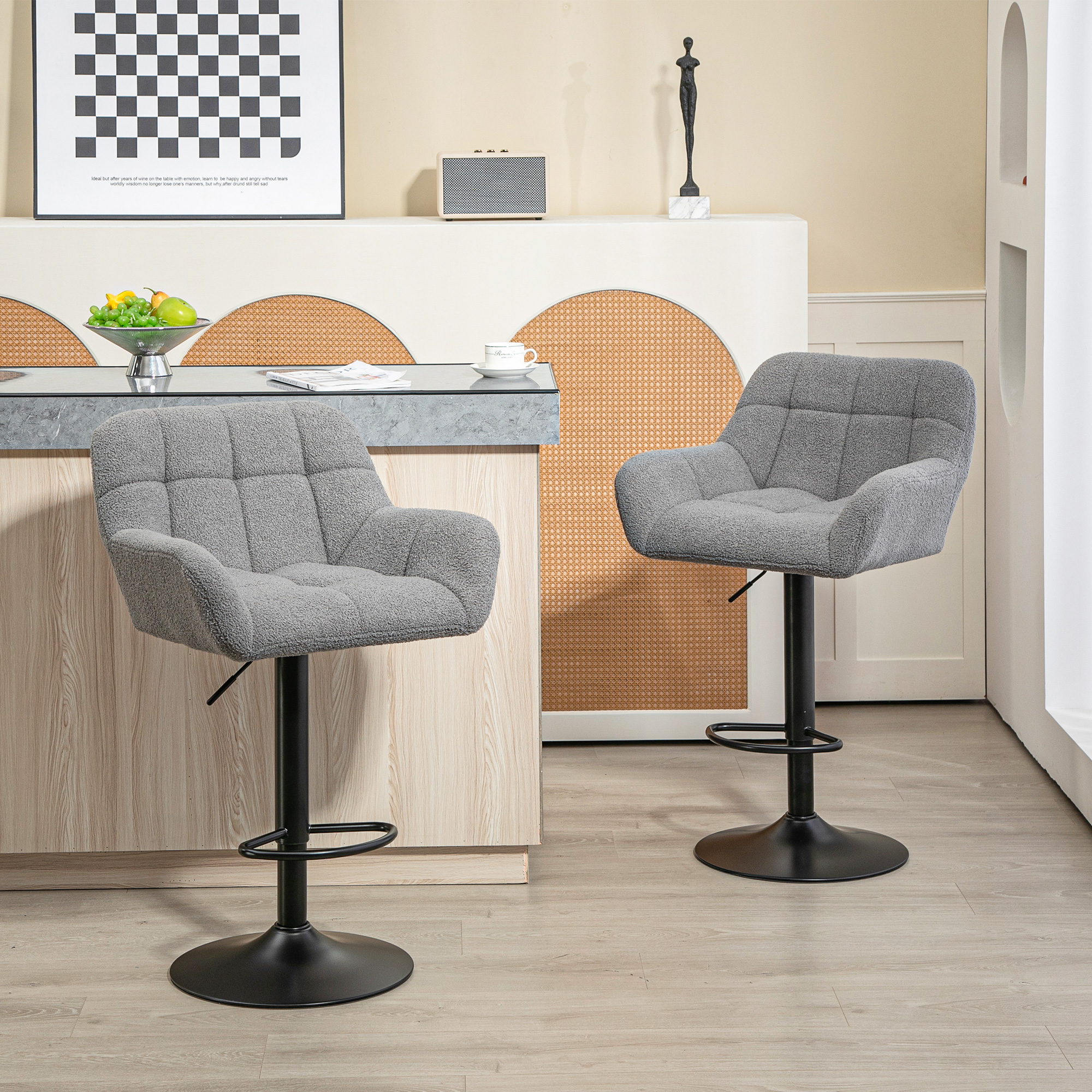 HOMCOM 2er-Set Barhocker Barstuhl Höhenverstellbar Küchenstühle 360° Drehst günstig online kaufen