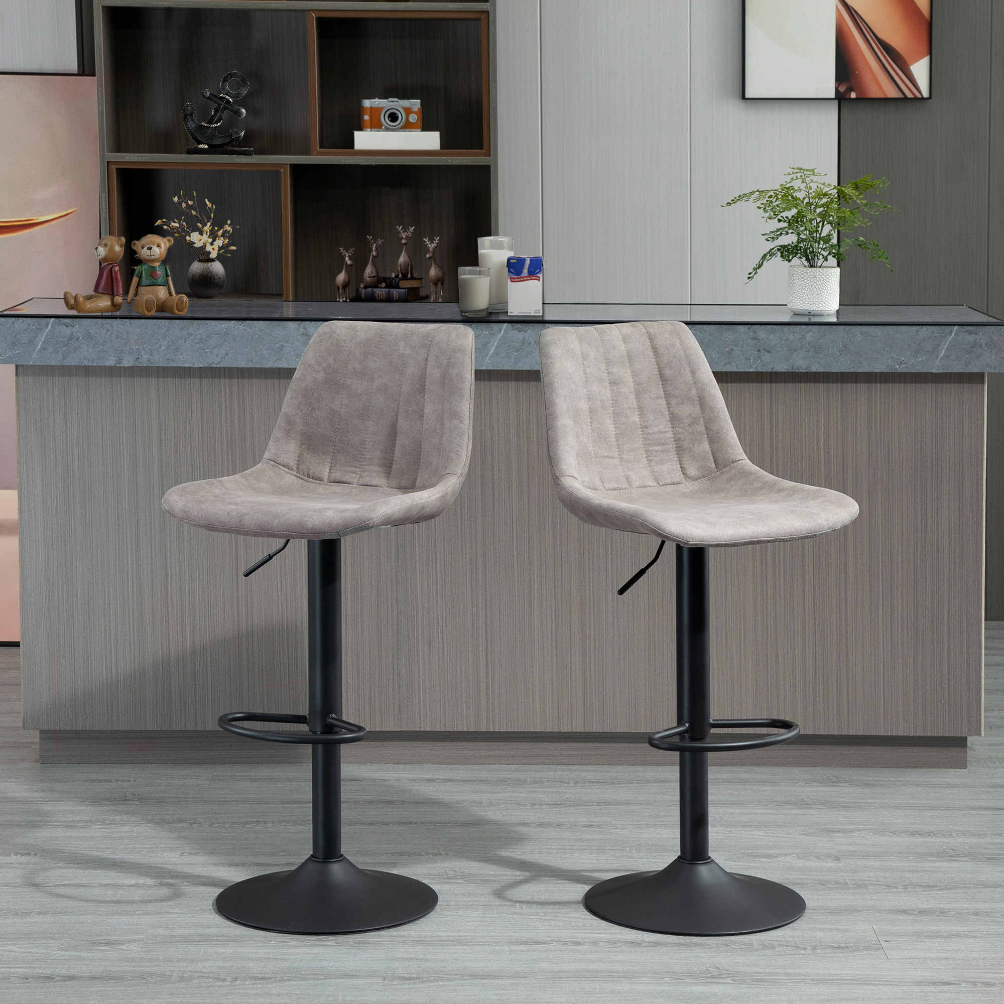 HOMCOM Barhocker 2er Set, Gepolstert Barstuhl mit Metallgestell, Lehne, Höh günstig online kaufen