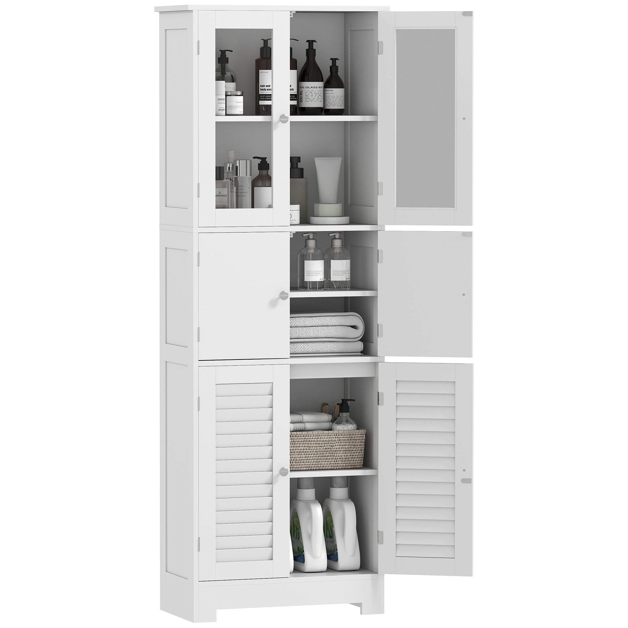 HOMCOM Mueble Auxiliar de Baño con Puertas Estantes Ajustables