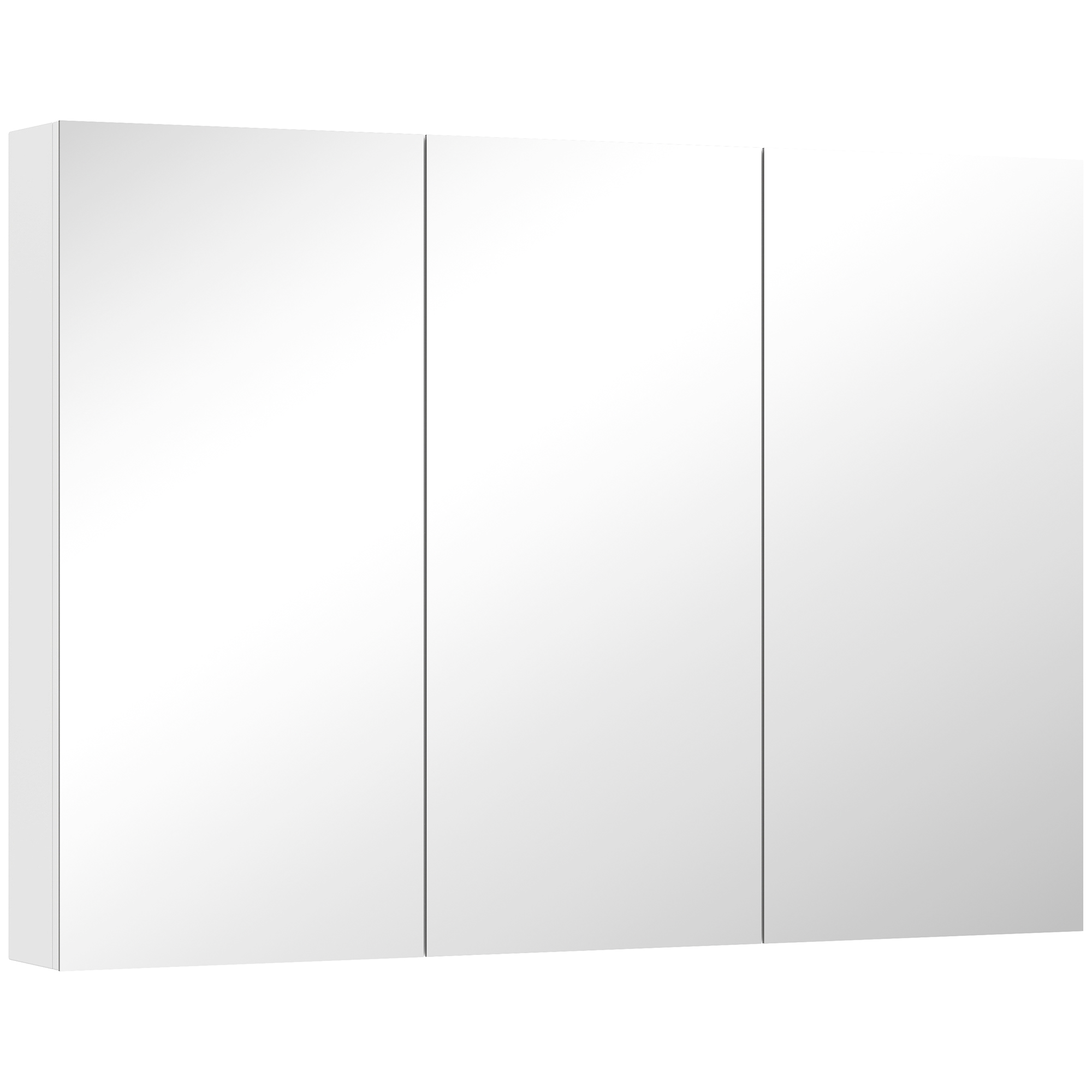 HOMCOM Armario de Baño con Espejo Armario de Pared con 3 Puertas Estantes Ajustables 91,5x11,5x65 cm Blanco