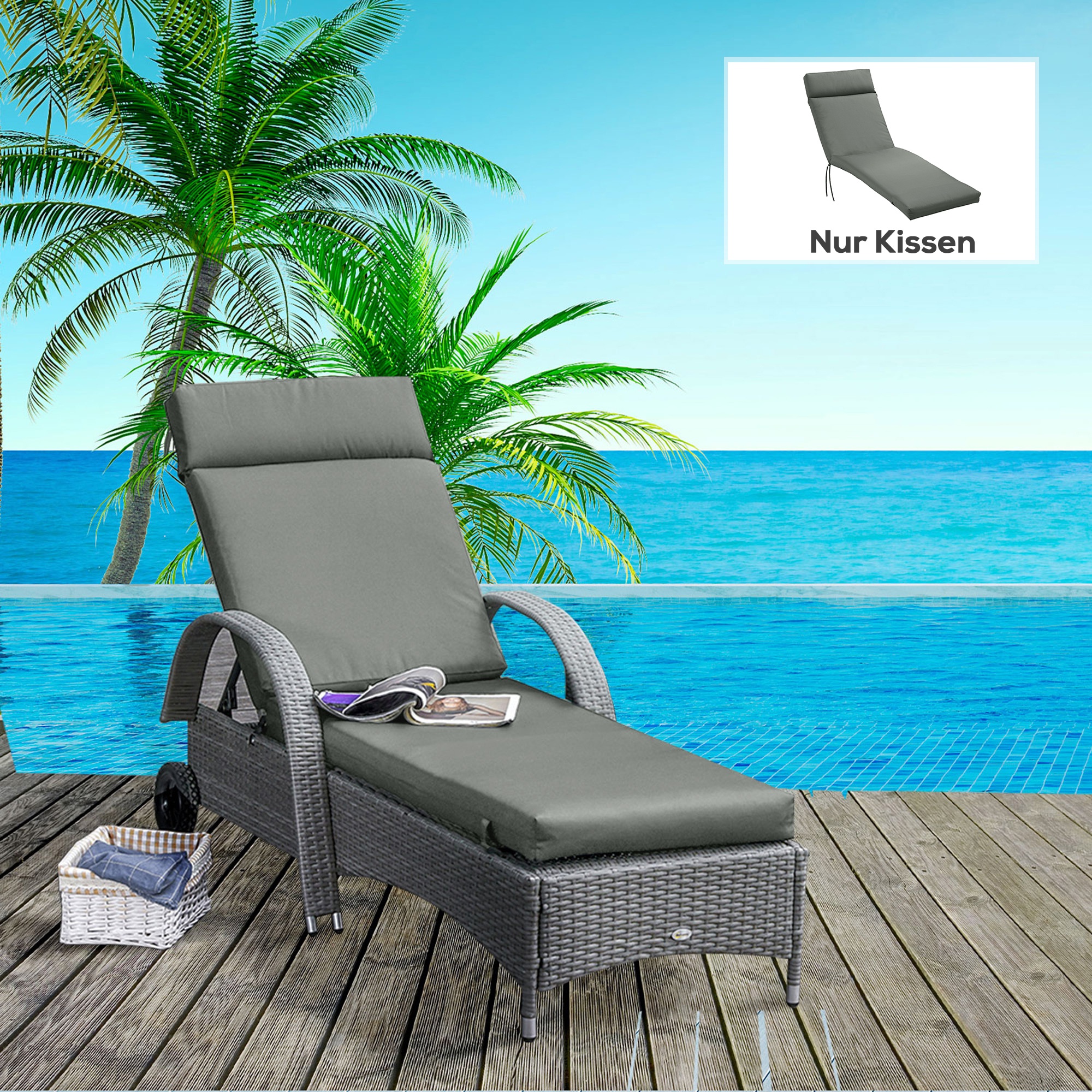 Outsunny Liegenauflage Liegenpolster Sonnenliege Auflage Gartenliege Polste günstig online kaufen