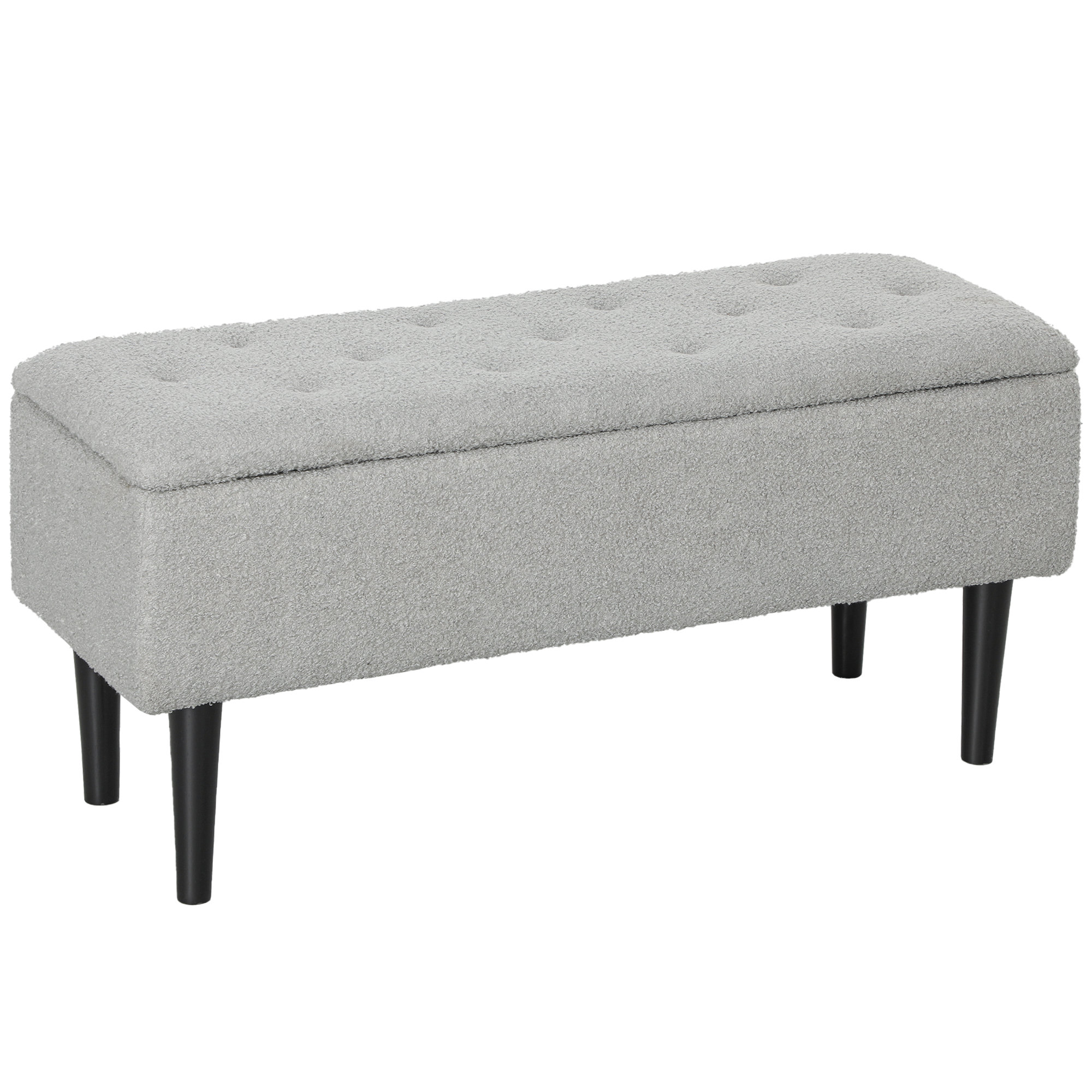 HOMCOM Banco Almacenaje Plegable Capacidad de 47 L 95x38x45 cm Tapizado en Borreguito Pie de Cama para Salón Dormitorio Gris