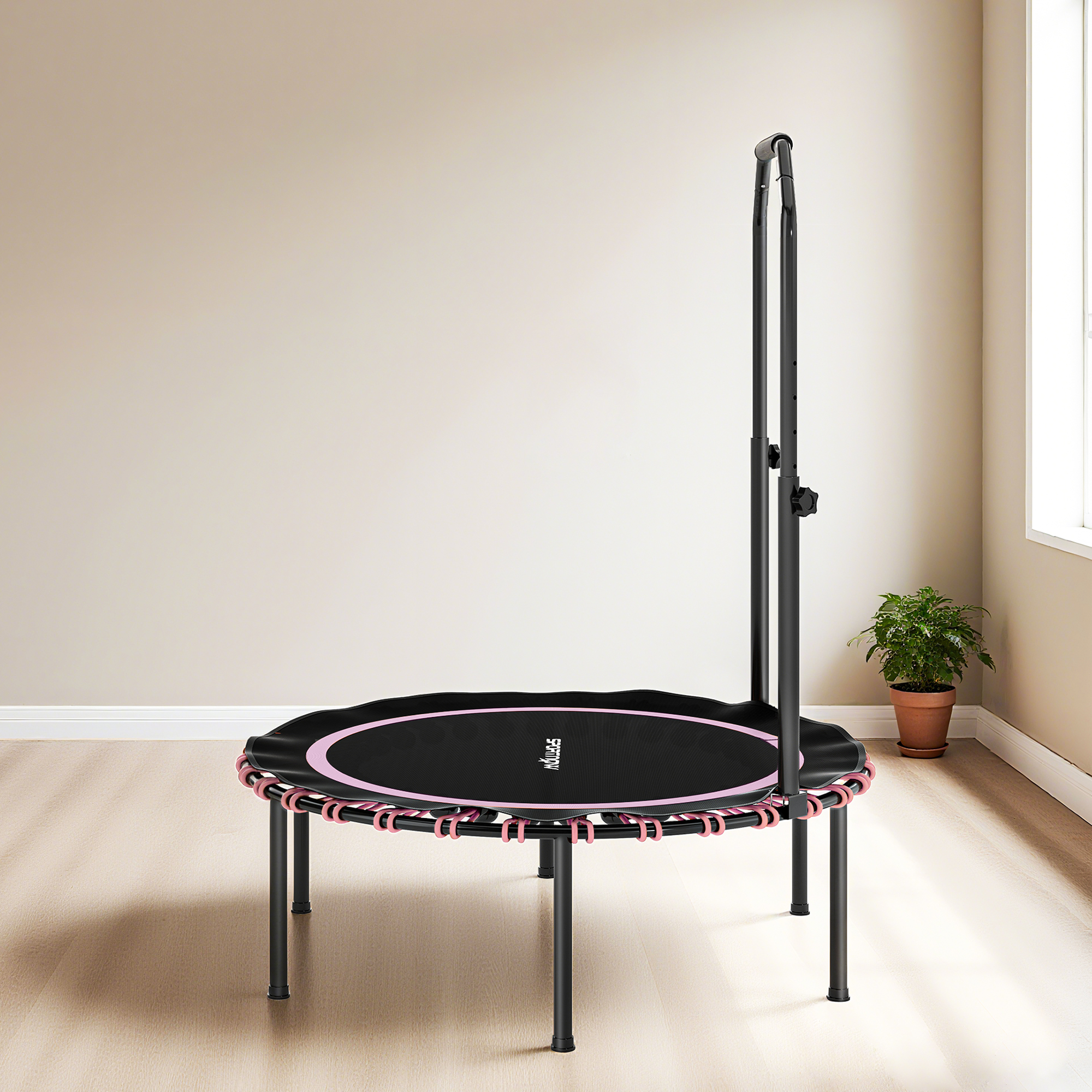 SPORTNOW 40" Foldable Fitness Trampoline Rebounder with Handle, Pink 9