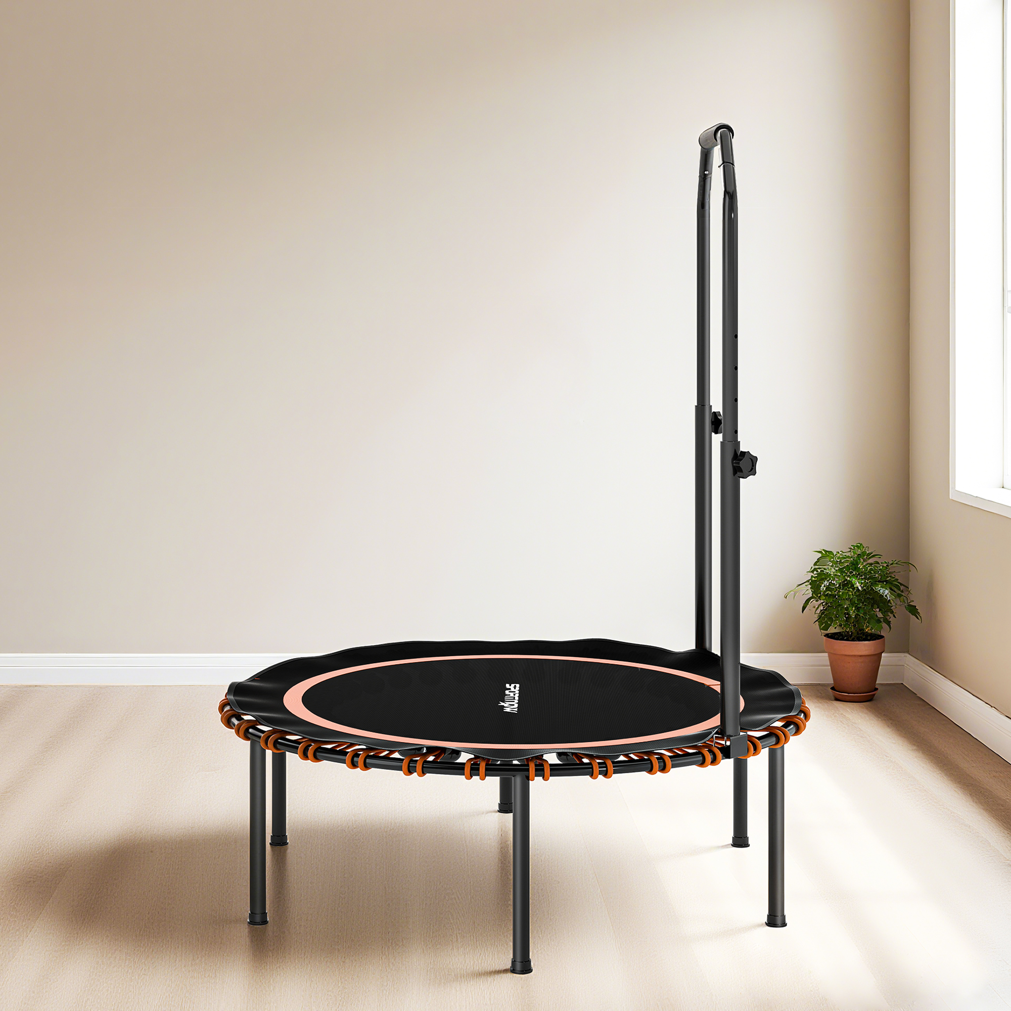SPORTNOW 40" Foldable Fitness Trampoline Rebounder with Handle, Orange 9
