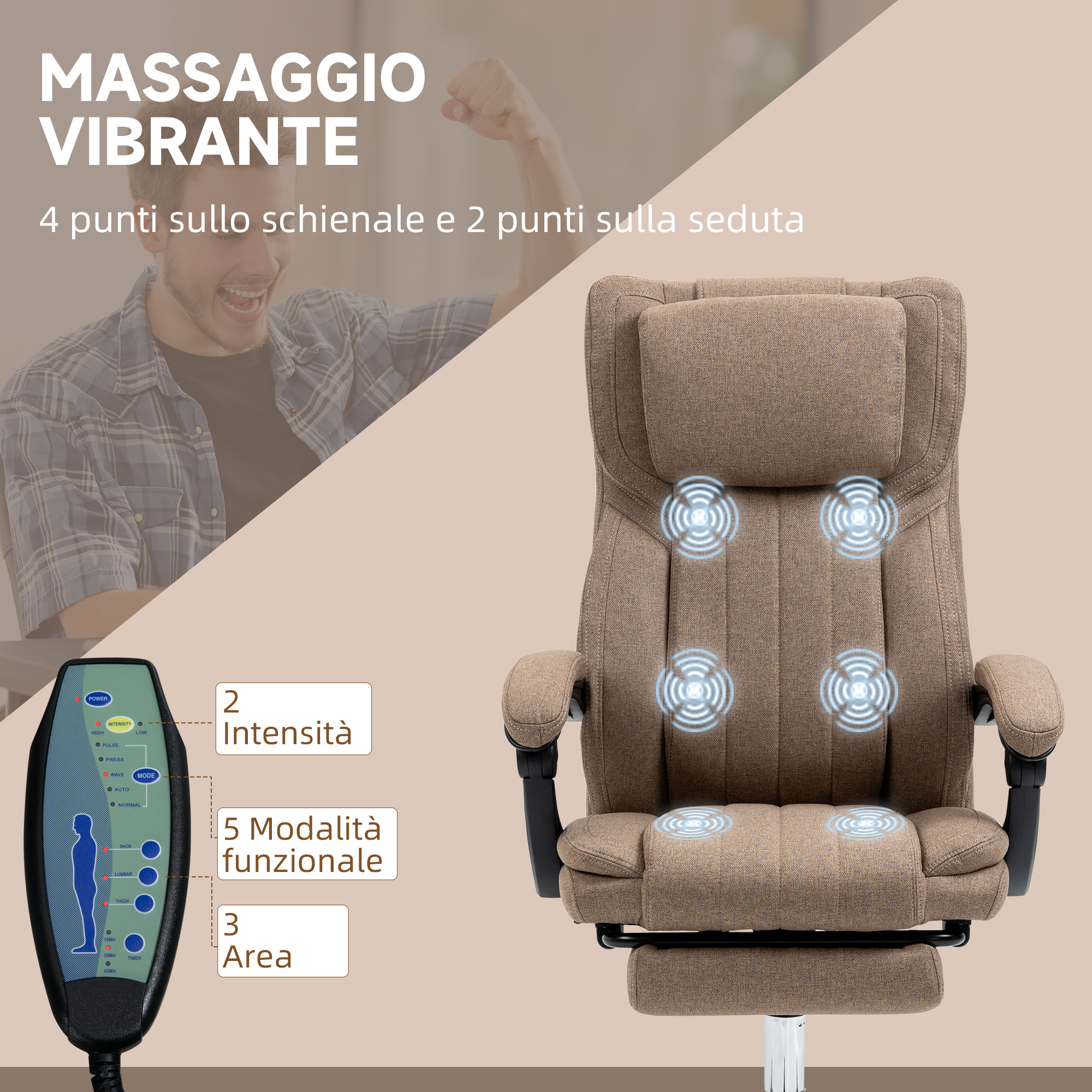 Vinsetto Sedia da Ufficio Ergonomica ad Altezza Regolabile Rosa | Aosom