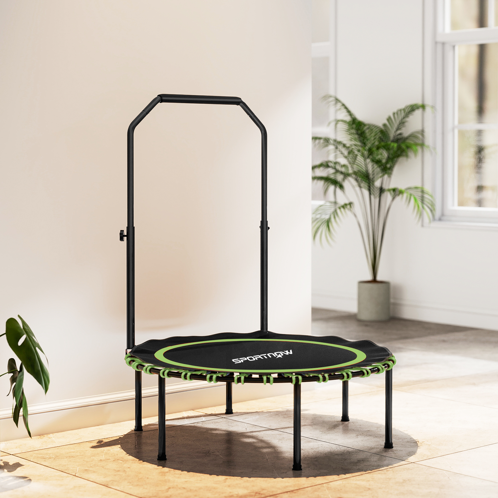 SPORTNOW 40" Foldable Fitness Trampoline Rebounder with Handle, Green 8