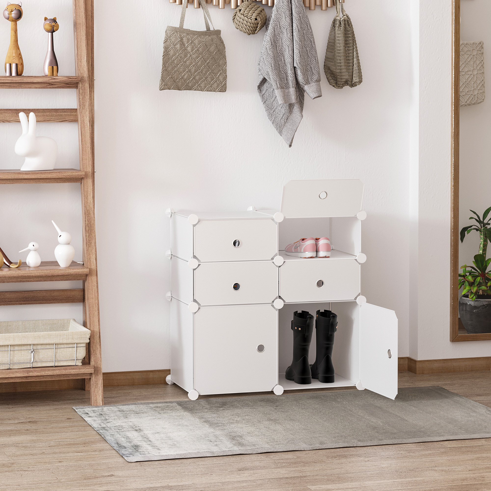 HOMCOM Schuhschrank Regal mit Aufbewahrungsboxen aus Kunststoff und Stahl, günstig online kaufen